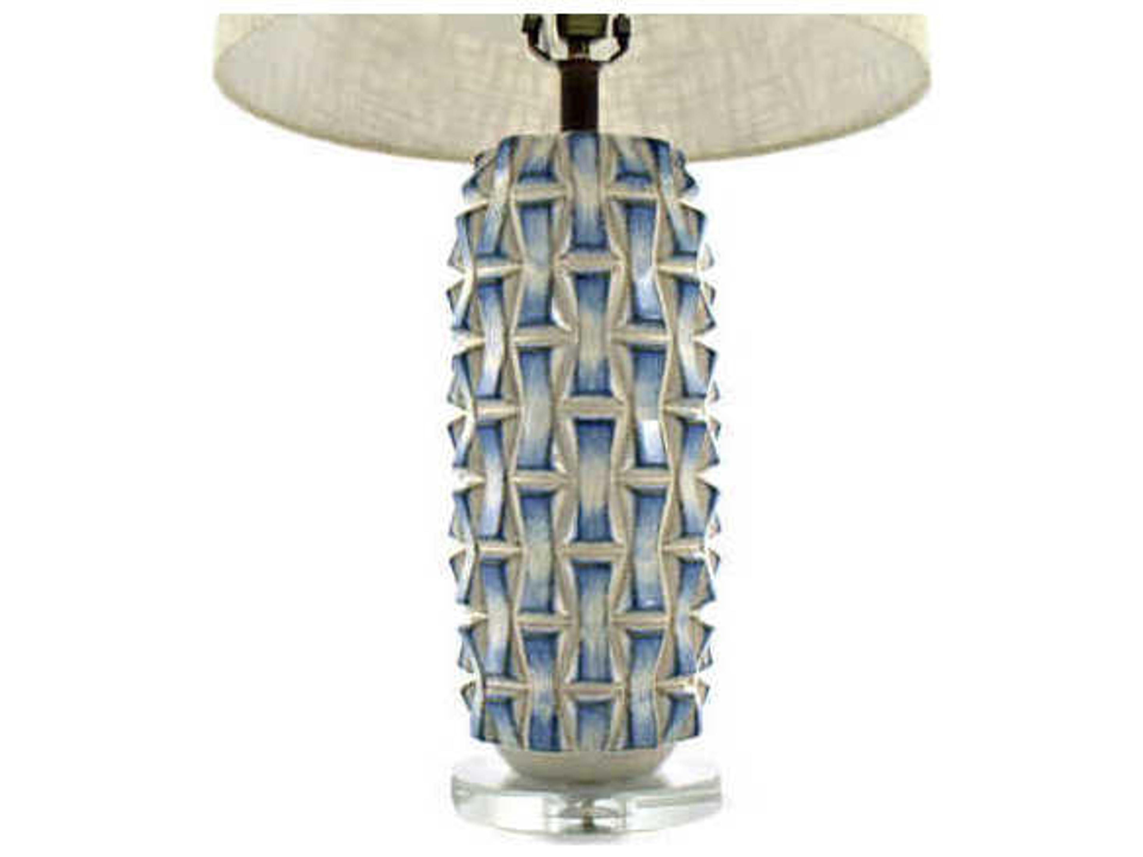 Gabby Kelly Blue and White with Burnished Bronze And With Textured Cream Linen Buffet Lamp