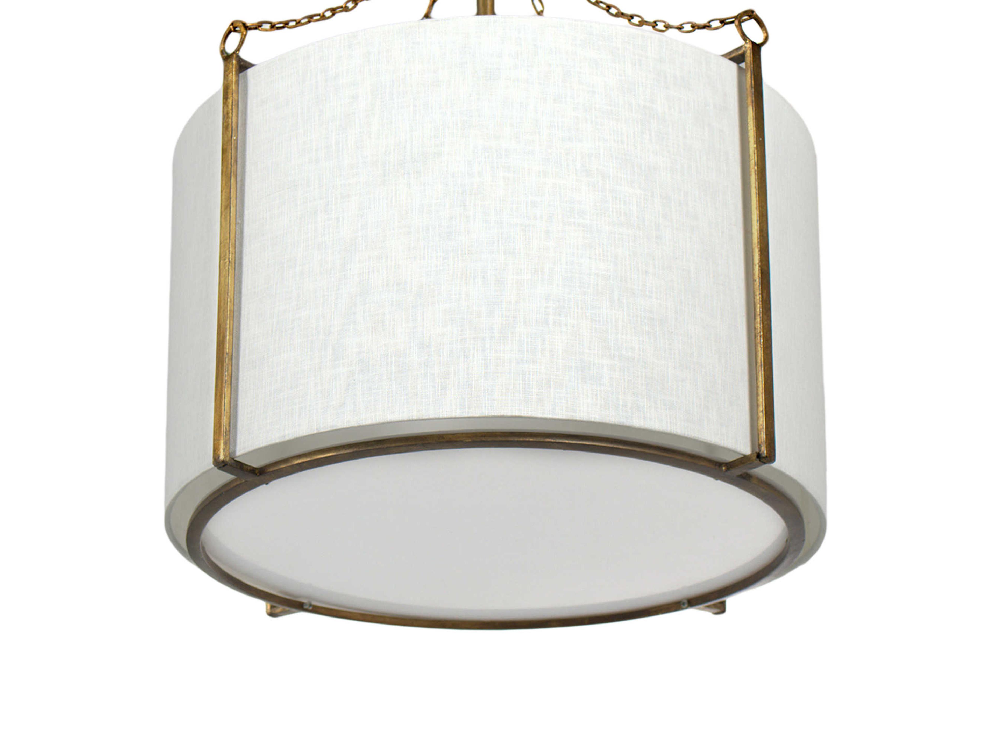 Gabby Ivan 3-Light Antique Gold White Drum Pendant