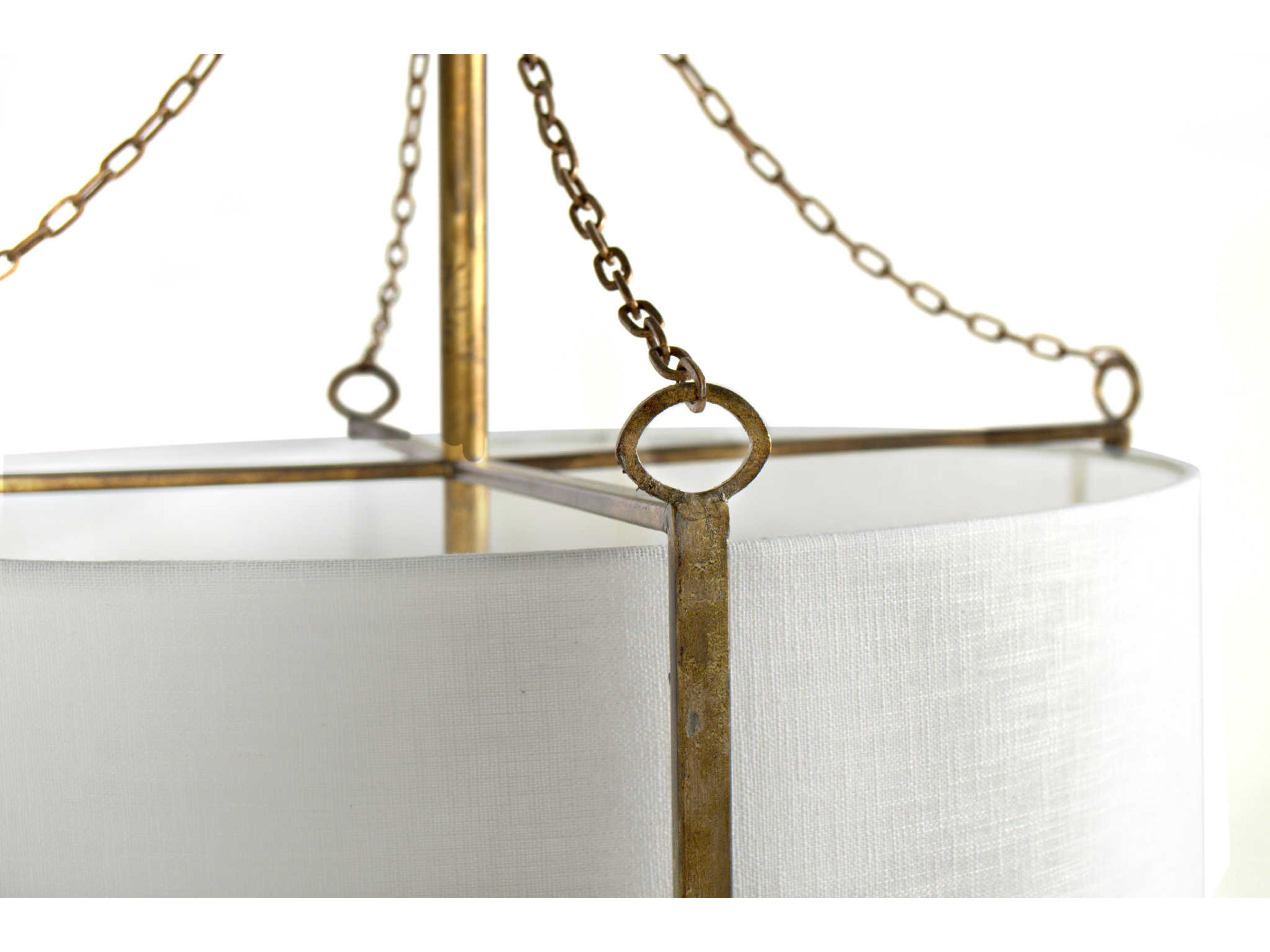 Gabby Ivan 3-Light Antique Gold White Drum Pendant