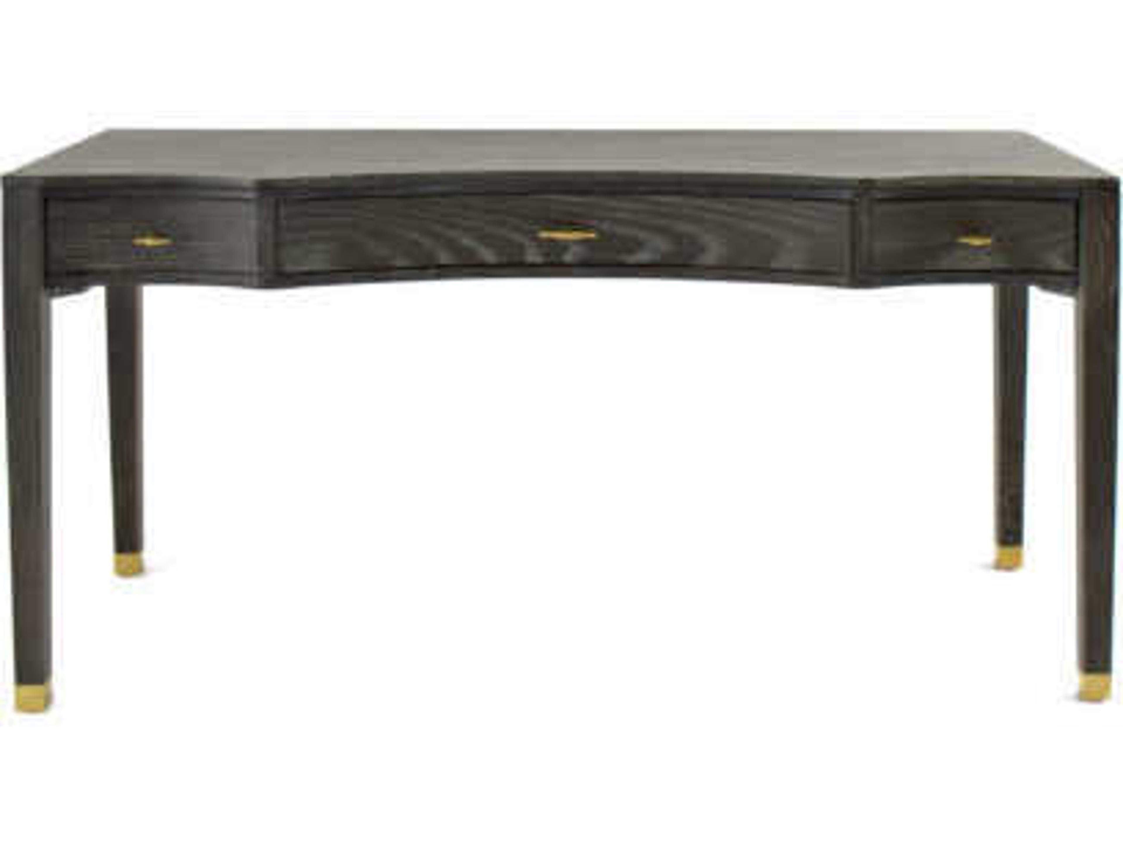 Gabby Nathan Dark Gray Cerused Oak Stainless Gold Wood Secretary Desk