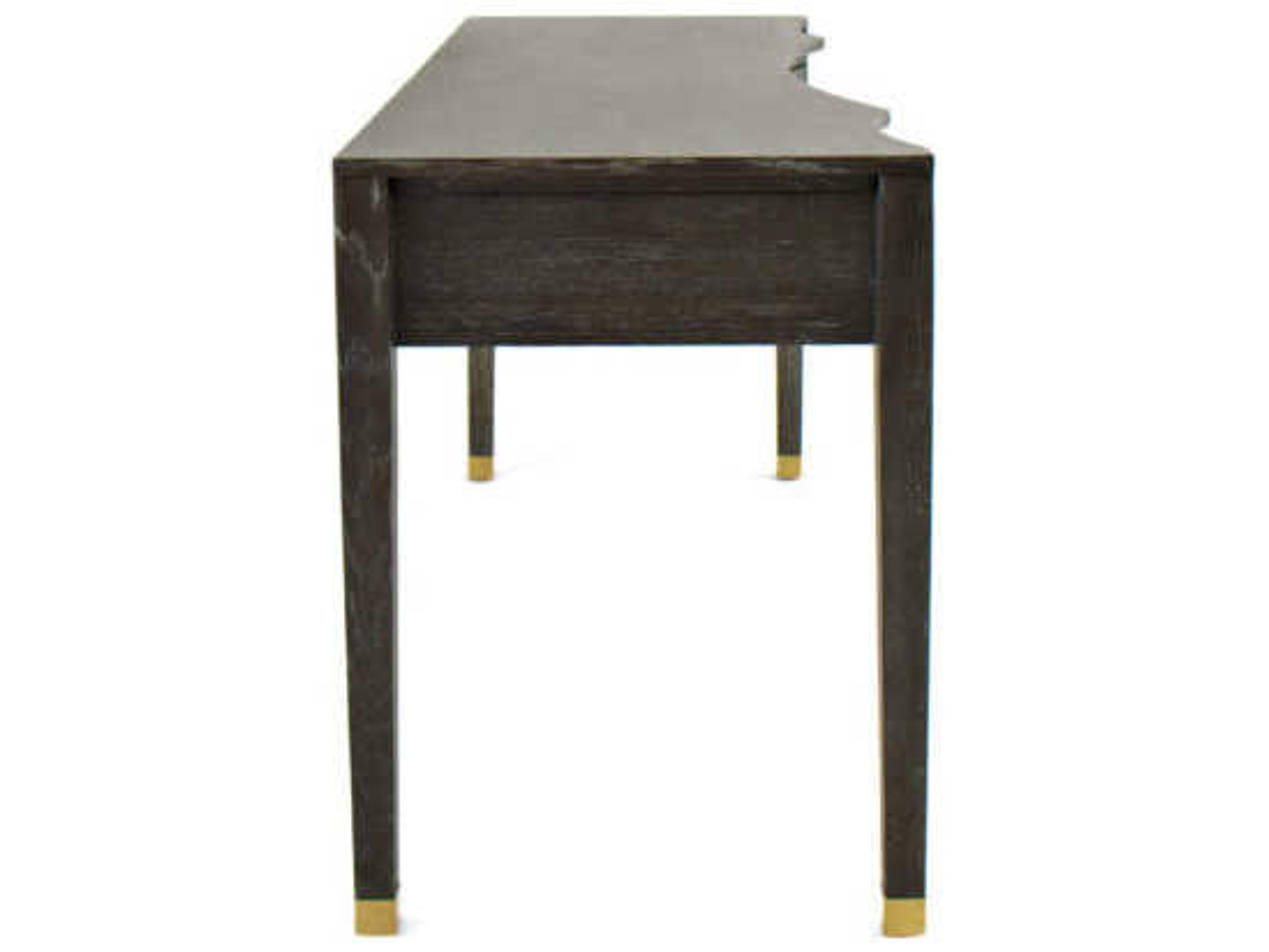 Gabby Nathan Dark Gray Cerused Oak Stainless Gold Wood Secretary Desk