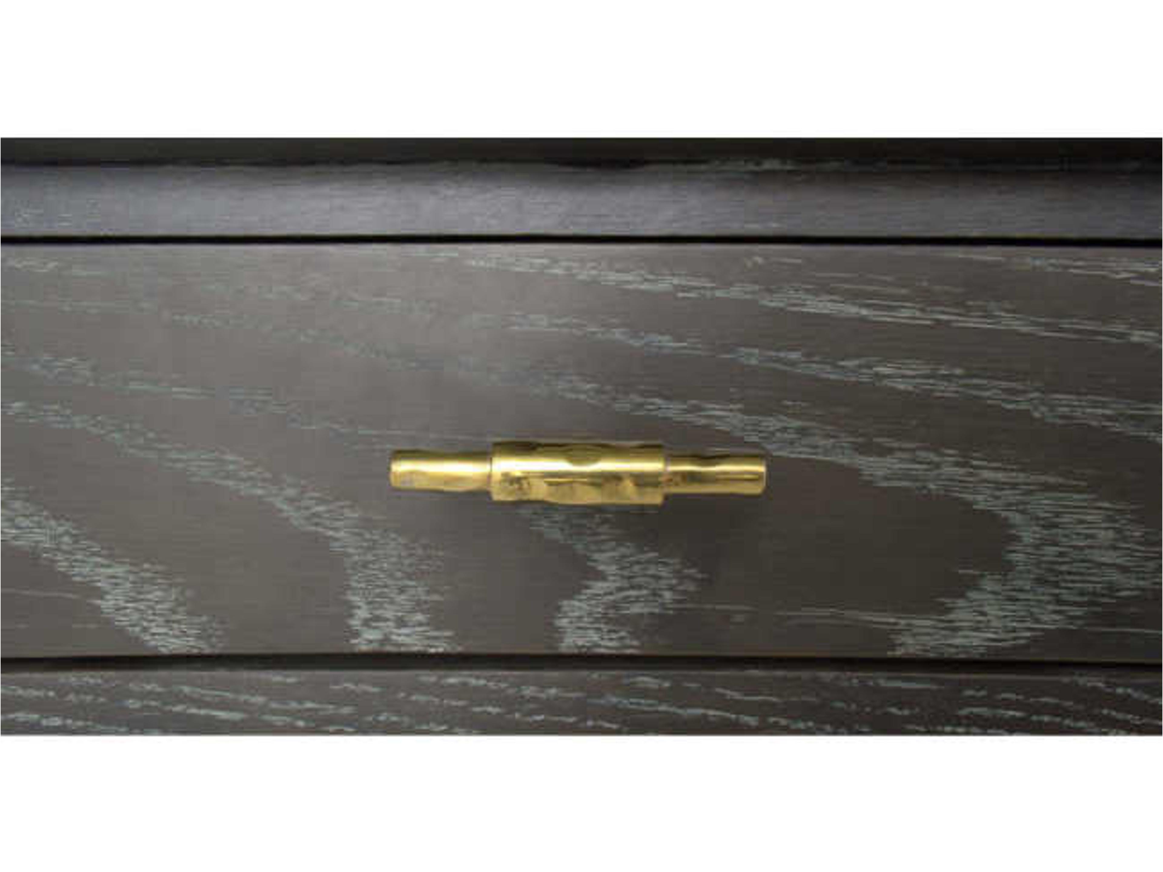 Gabby Nathan Dark Gray Cerused Oak Stainless Gold Wood Secretary Desk