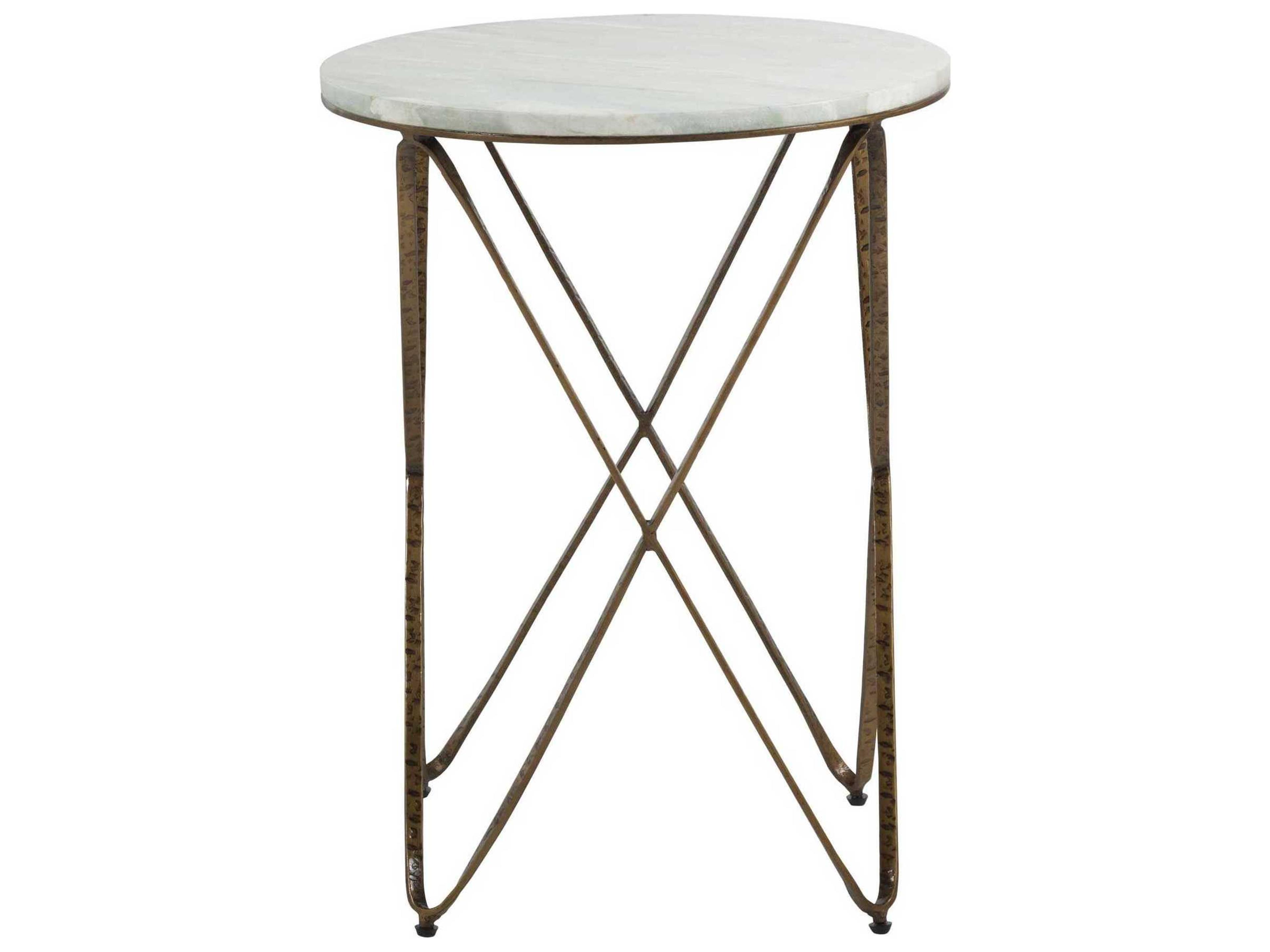 Gabby Phoenix Round Marble Vintage Gold End Table