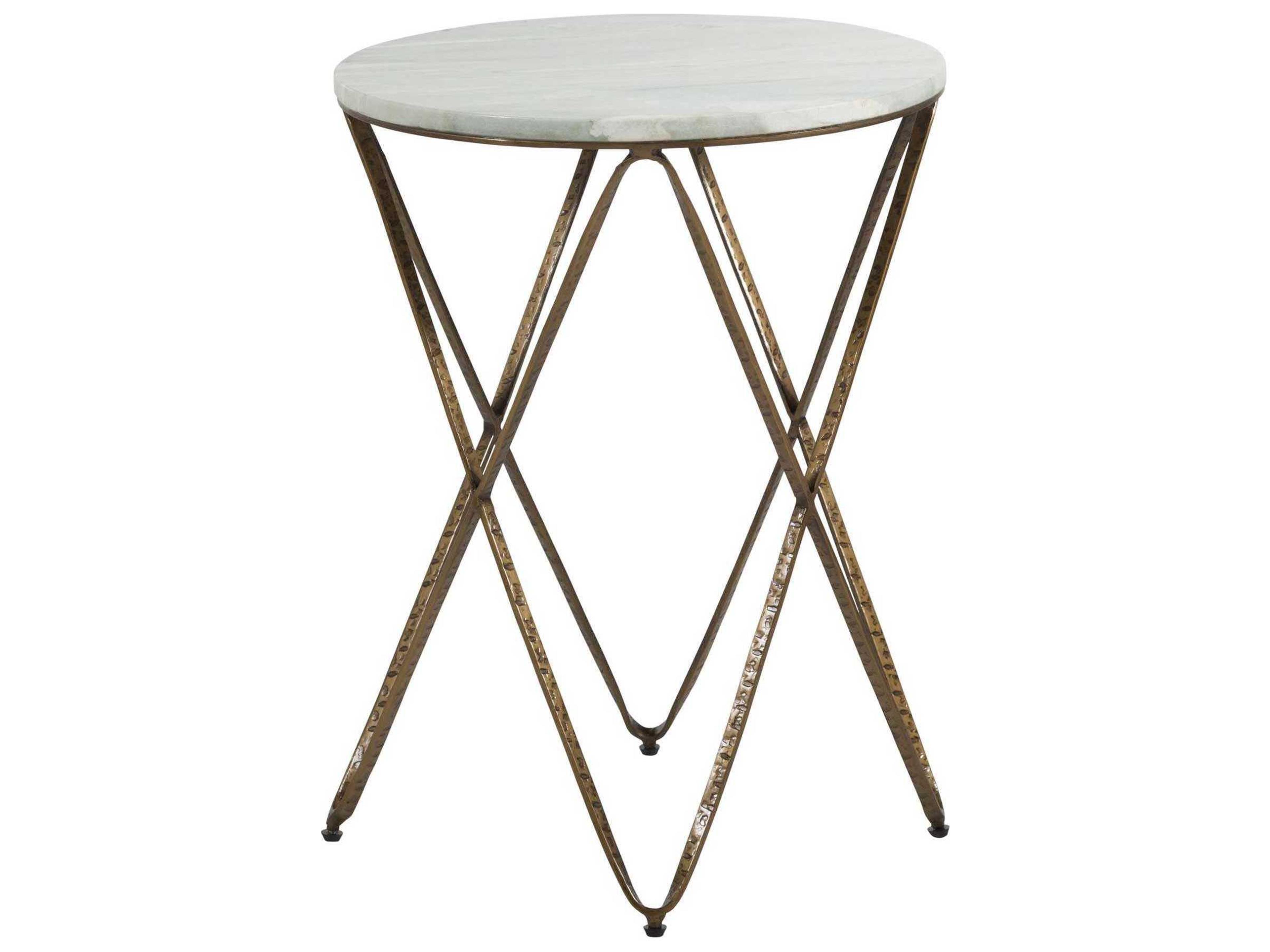 Gabby Phoenix Round Marble Vintage Gold End Table