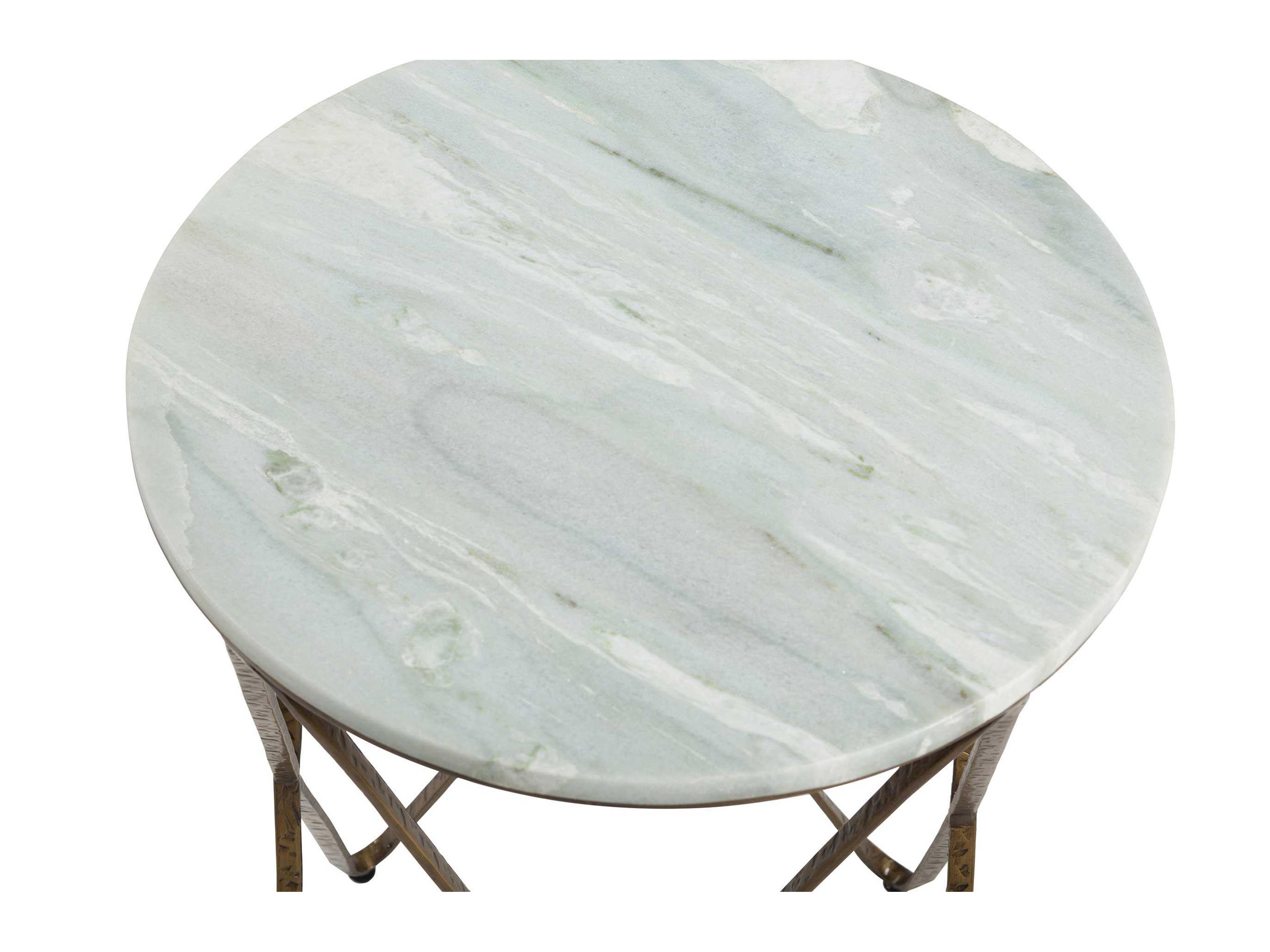 Gabby Phoenix Round Marble Vintage Gold End Table