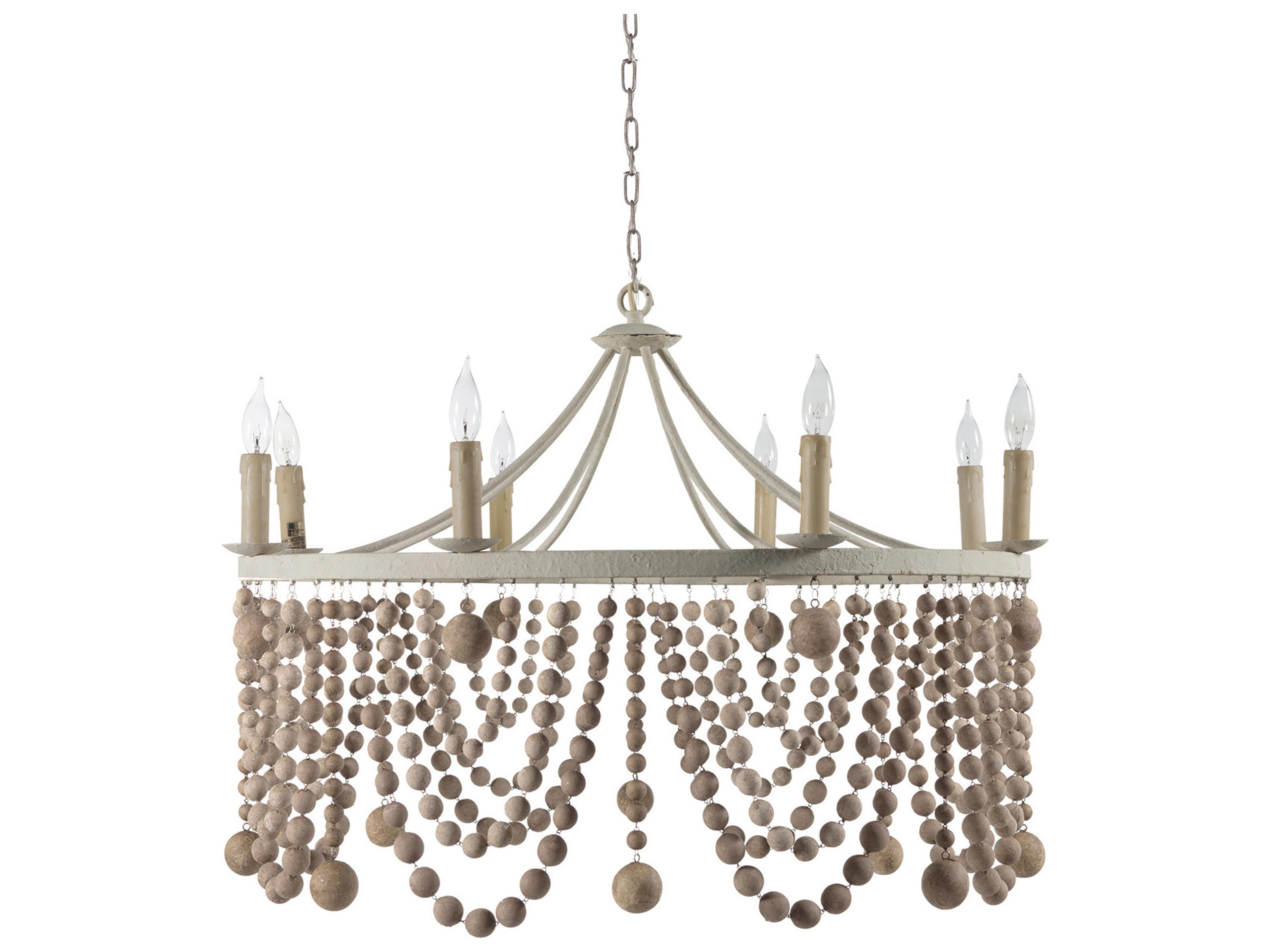 Gabby Madeleine 8-Light Plaster Beige Washed Wood Brown Chandelier