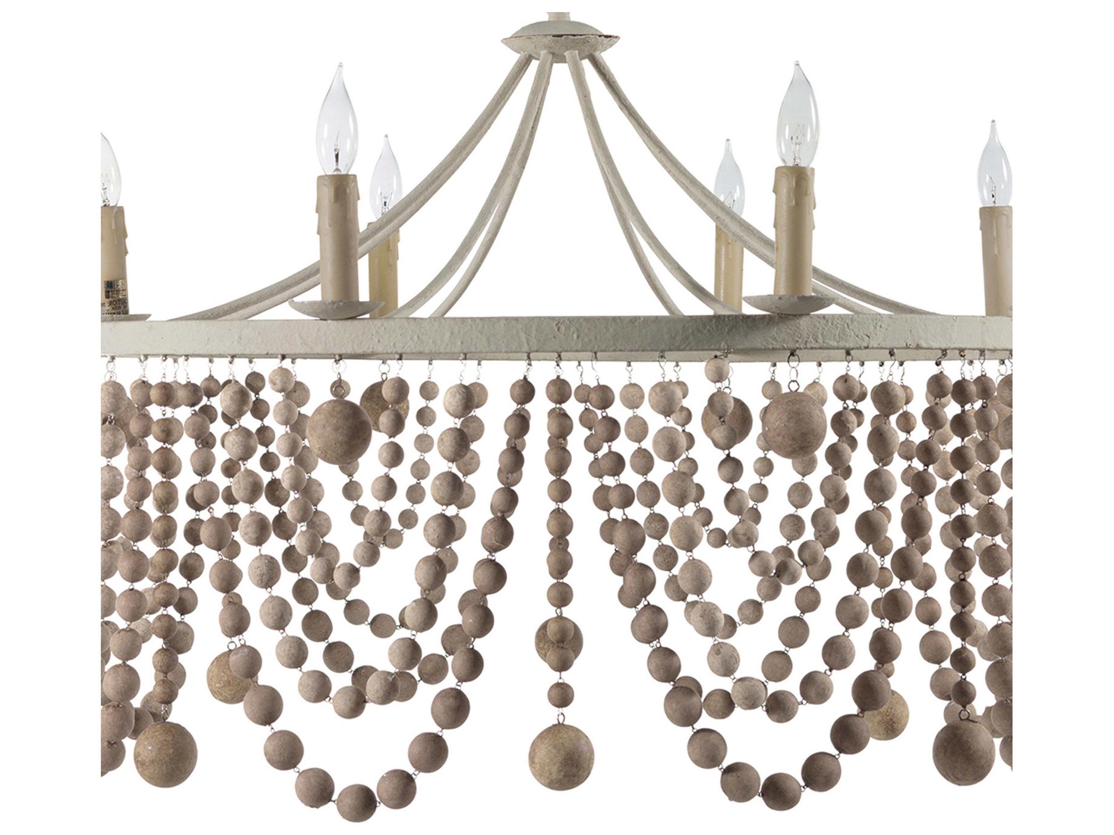 Gabby Madeleine 8-Light Plaster Beige Washed Wood Brown Chandelier
