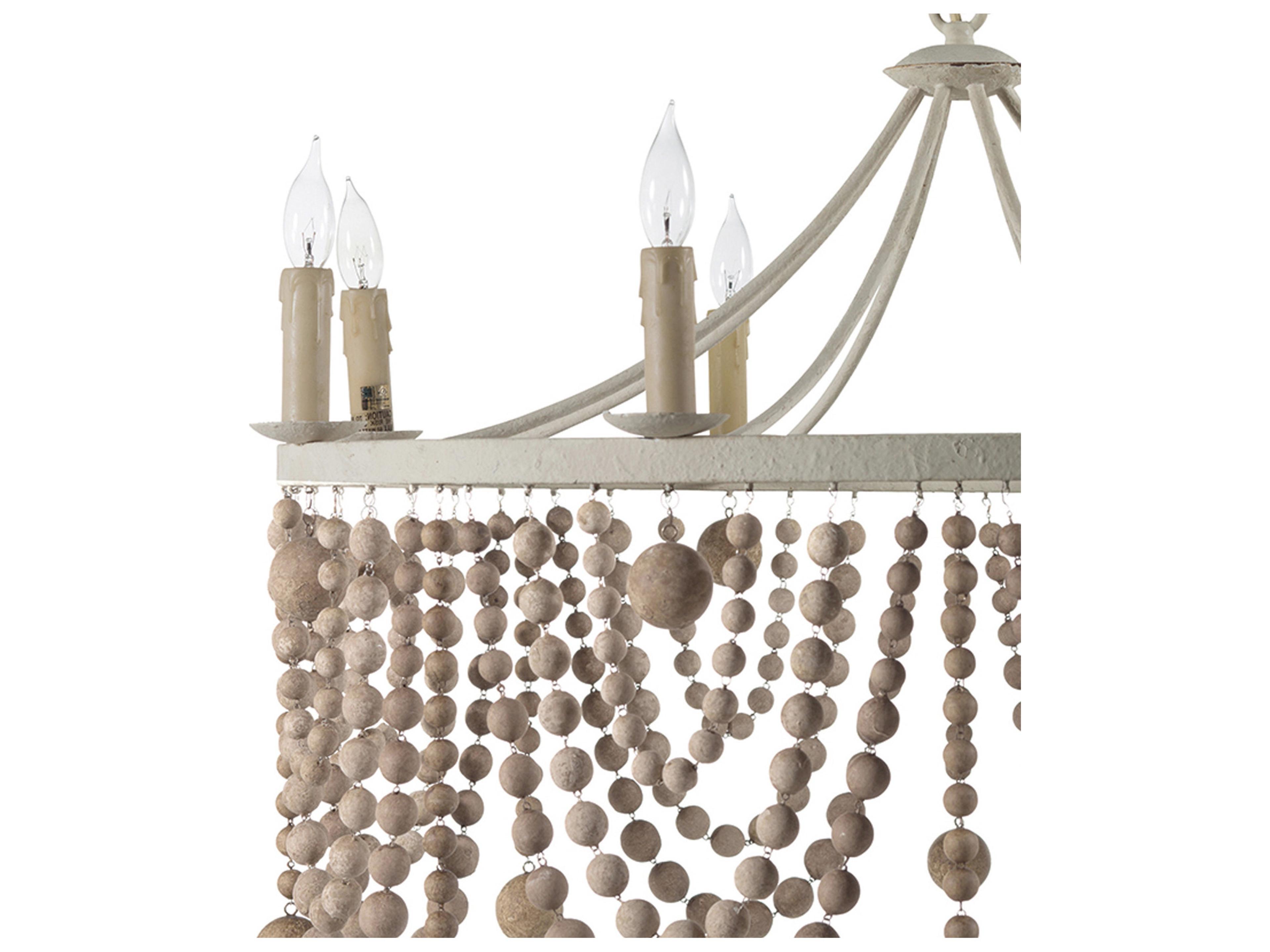 Gabby Madeleine 8-Light Plaster Beige Washed Wood Brown Chandelier