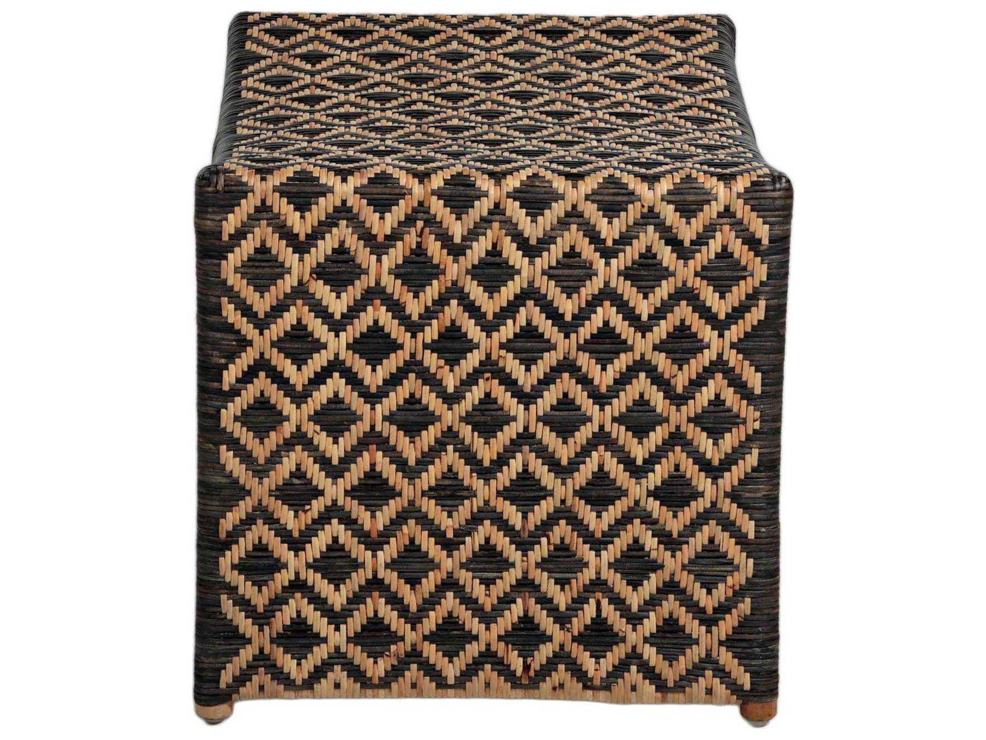Gabby Bennet Black Natural Rattan Brown Accent Stool