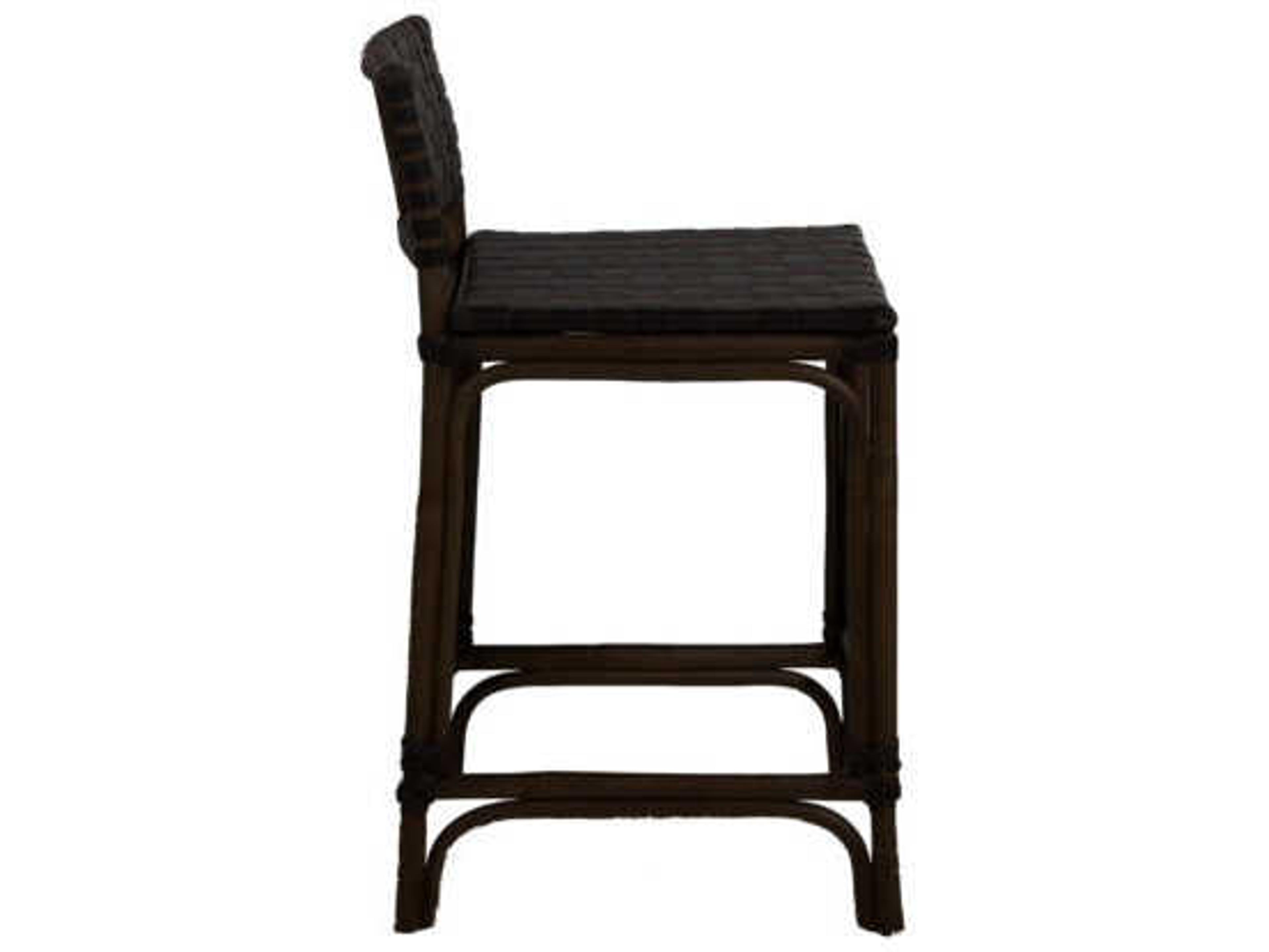 Gabby Dylan Dark Brown Rattan Leather Counter Stool