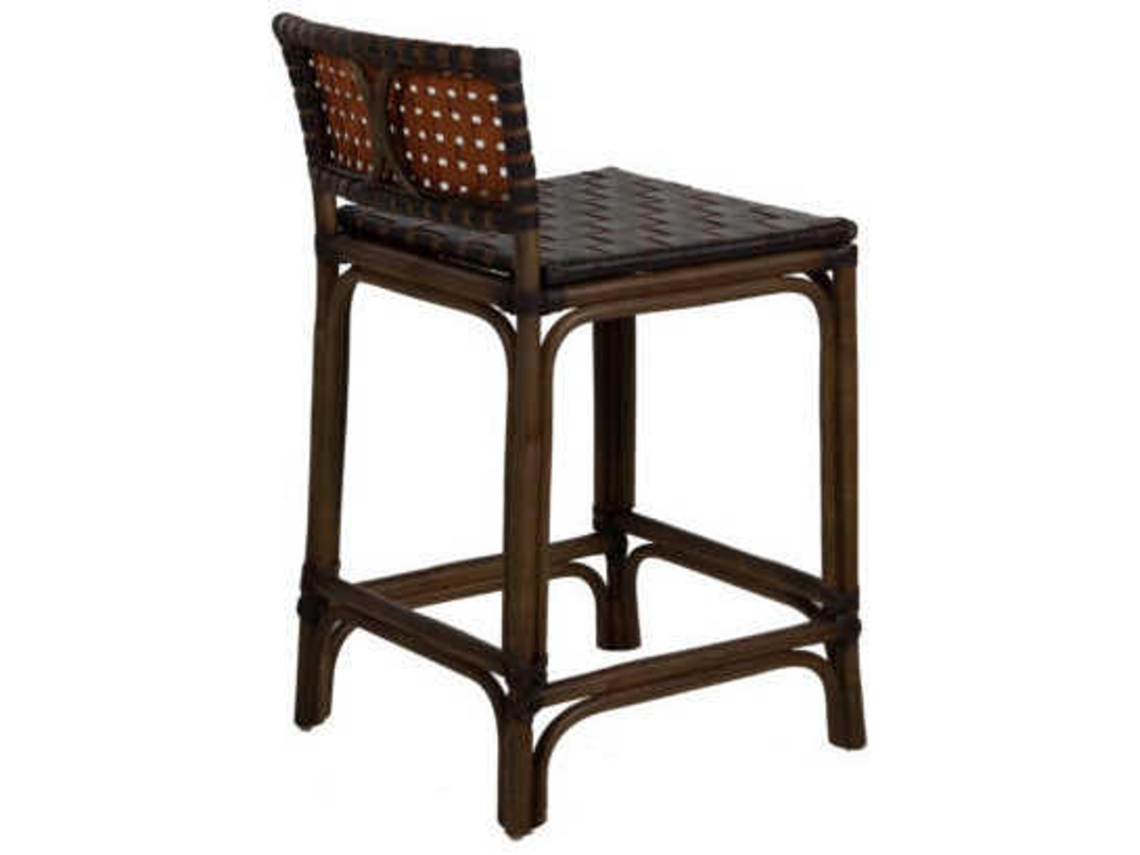 Gabby Dylan Dark Brown Rattan Leather Counter Stool
