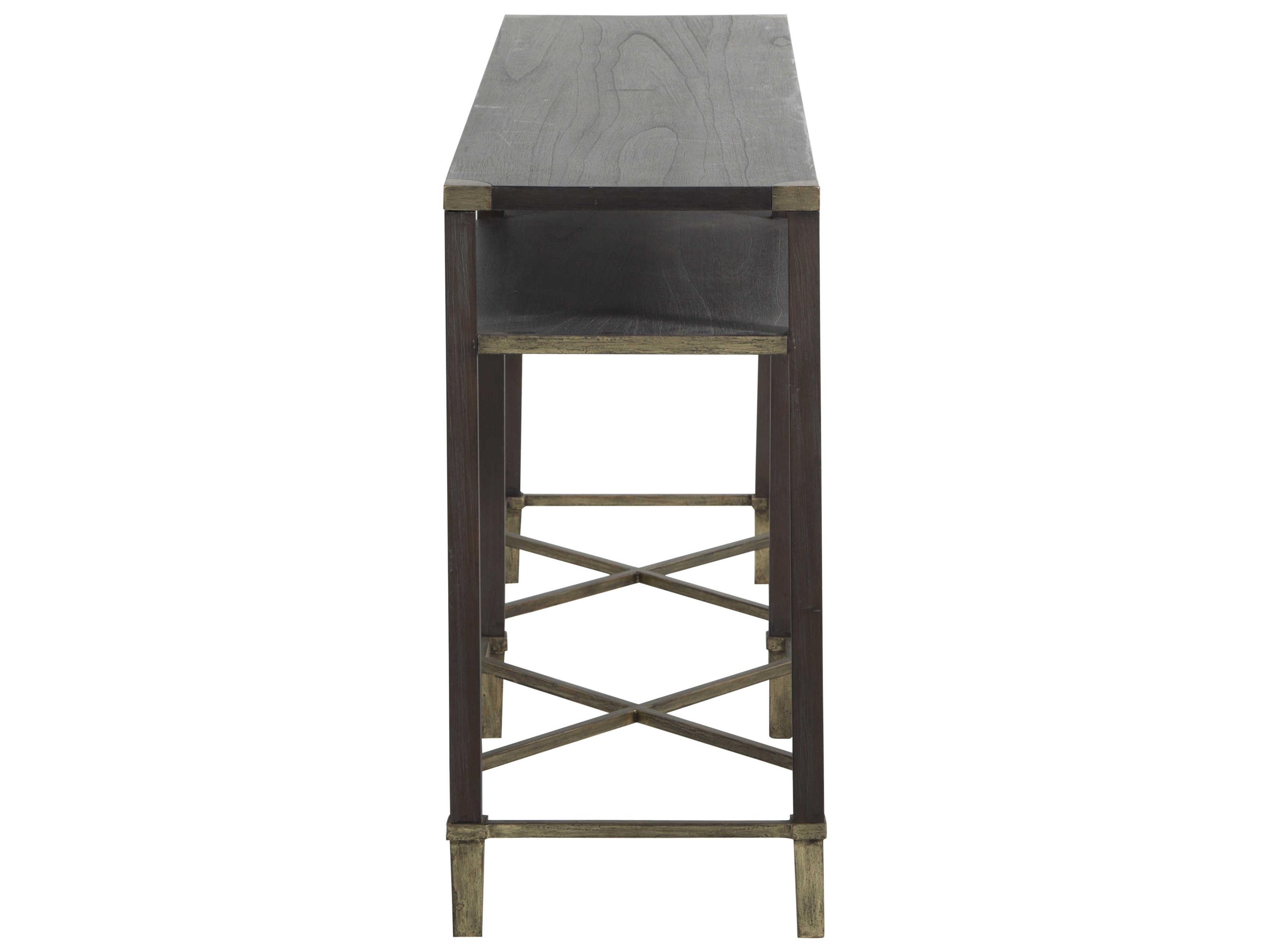 Gabby Sue Rectangular Wood Natural Black Antique Champagne Console Table