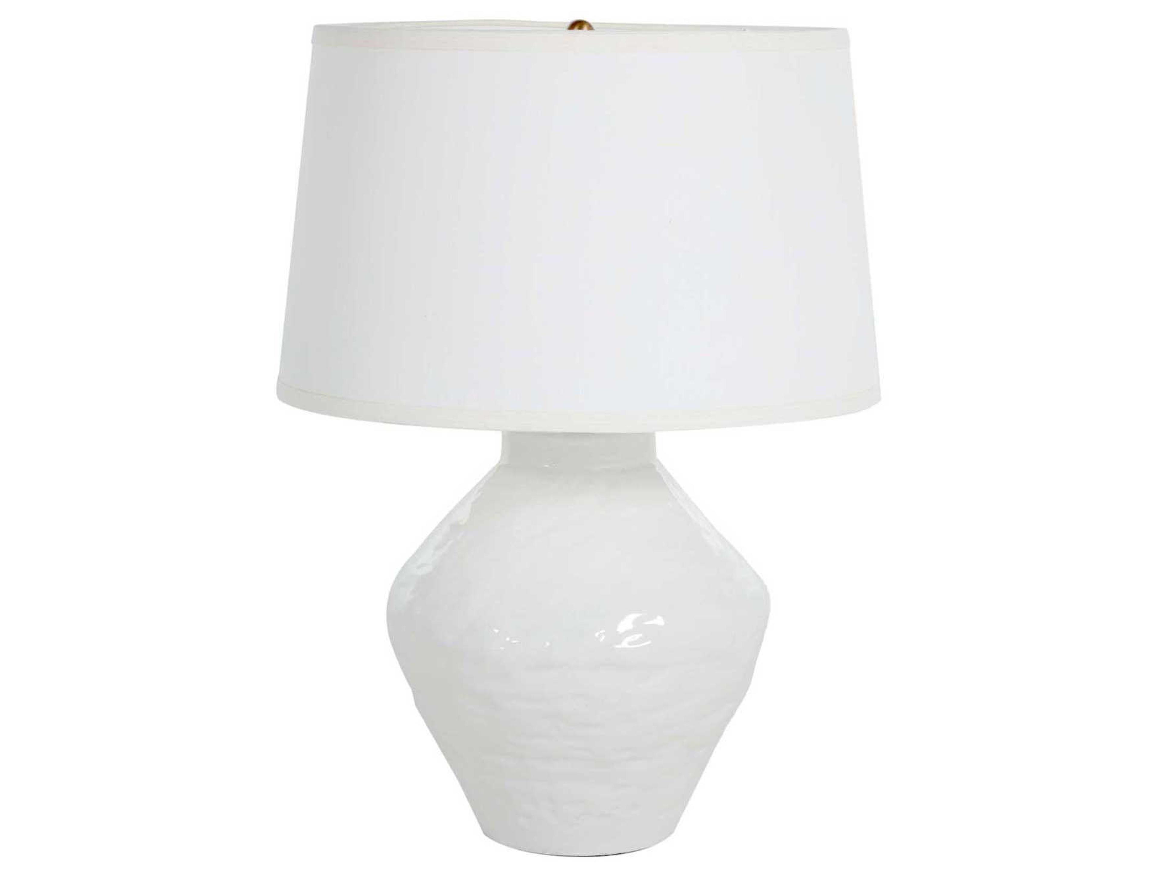 Osborn Textured White Ceramic Table Lamp with Antique Brass Accents