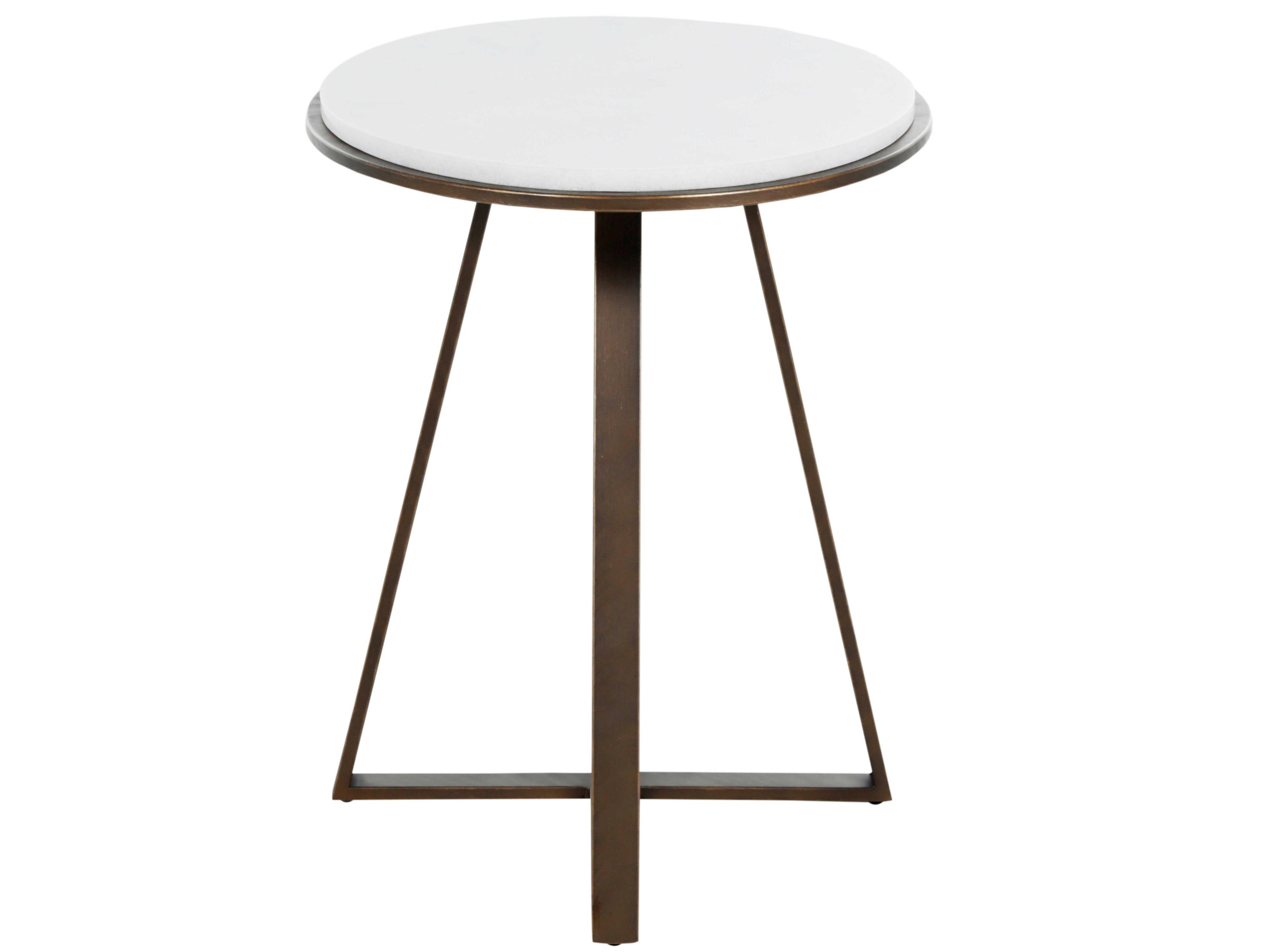 Gabby Rylan Oval Marble Brushed Copper End Table