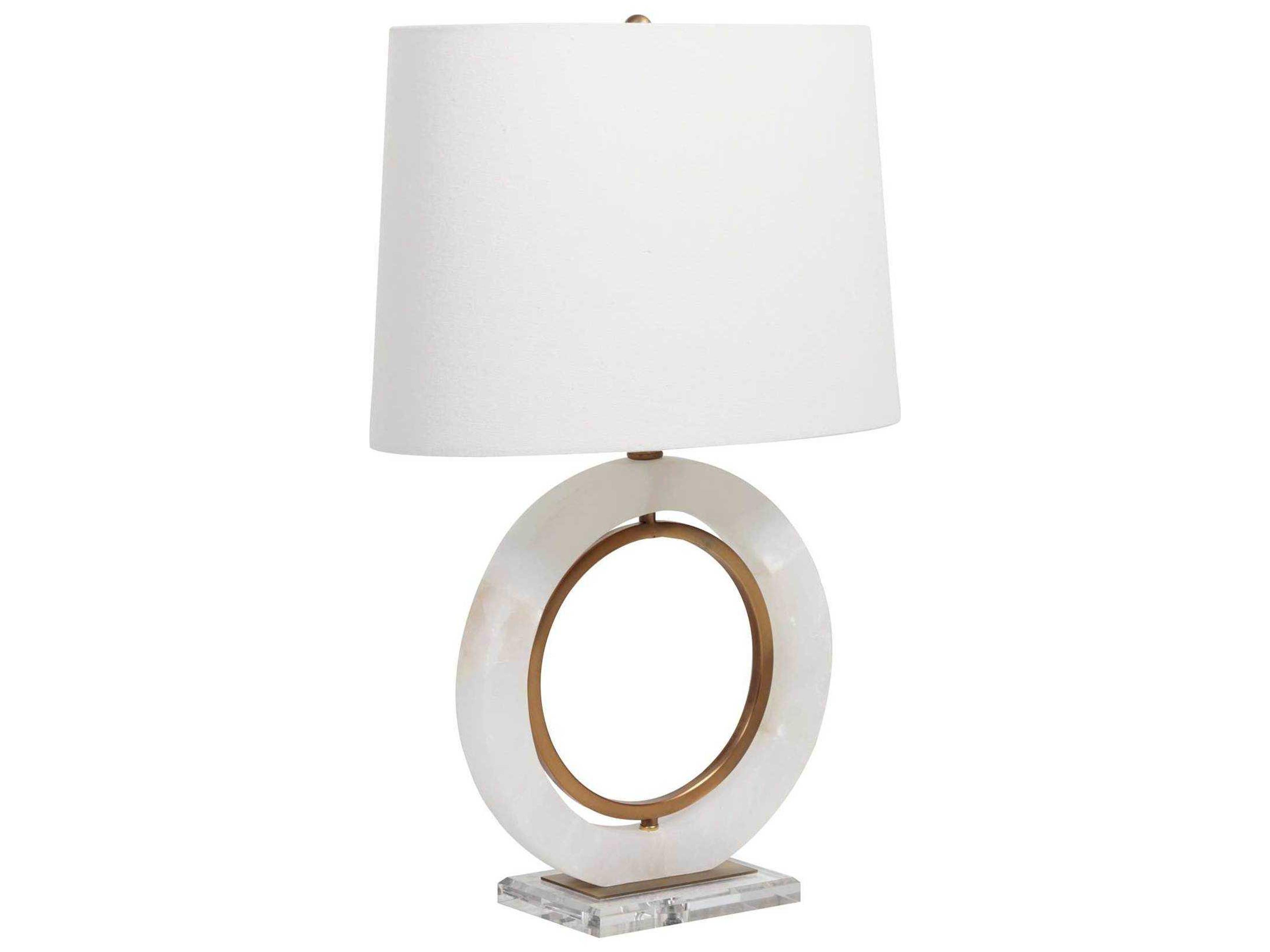 Gabby Janelle Antique Brass Linen White Buffet Lamp
