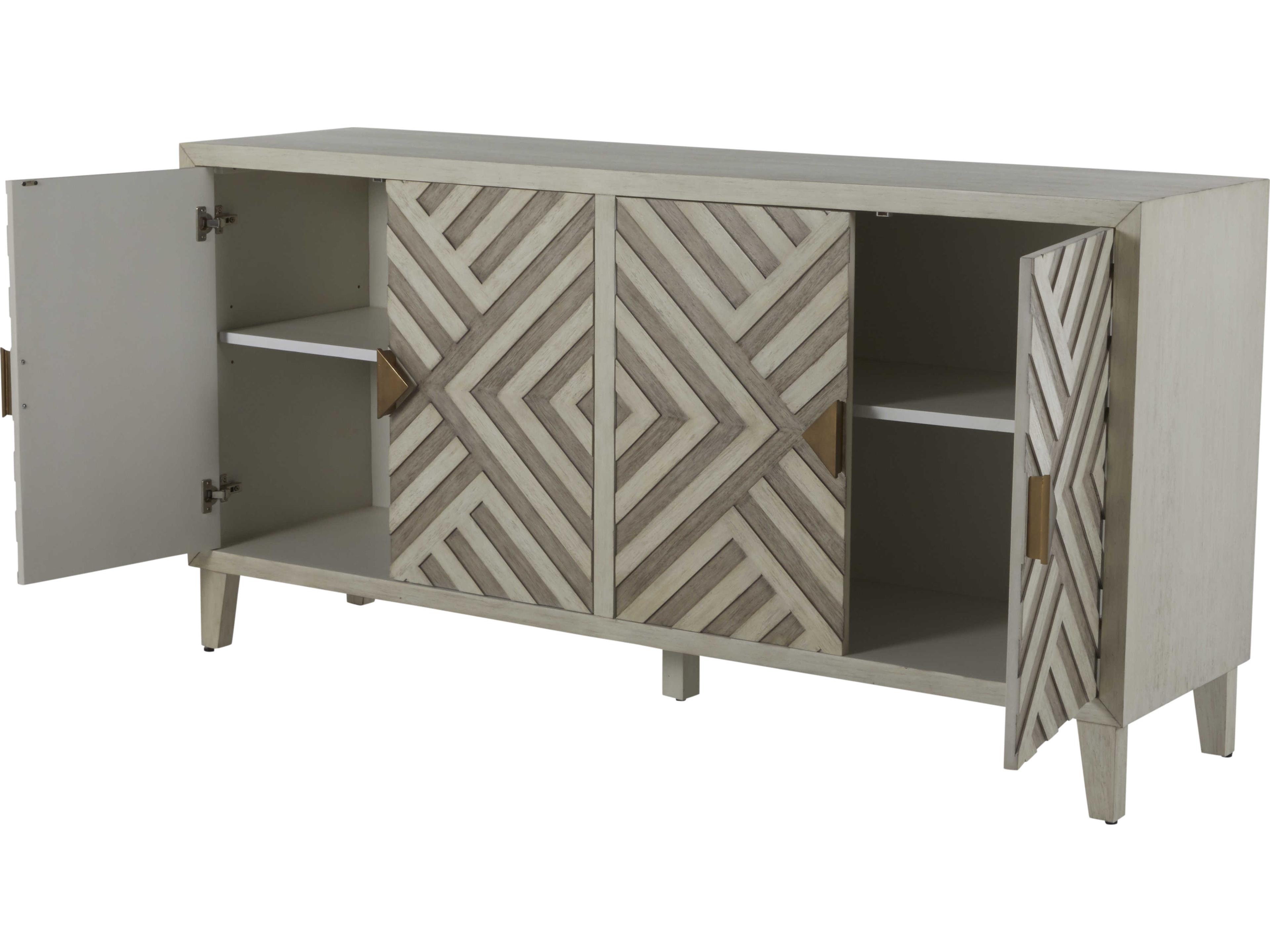 Gabby Molena 73" Mahogany Wood Sesame White Antique Grey Sideboard