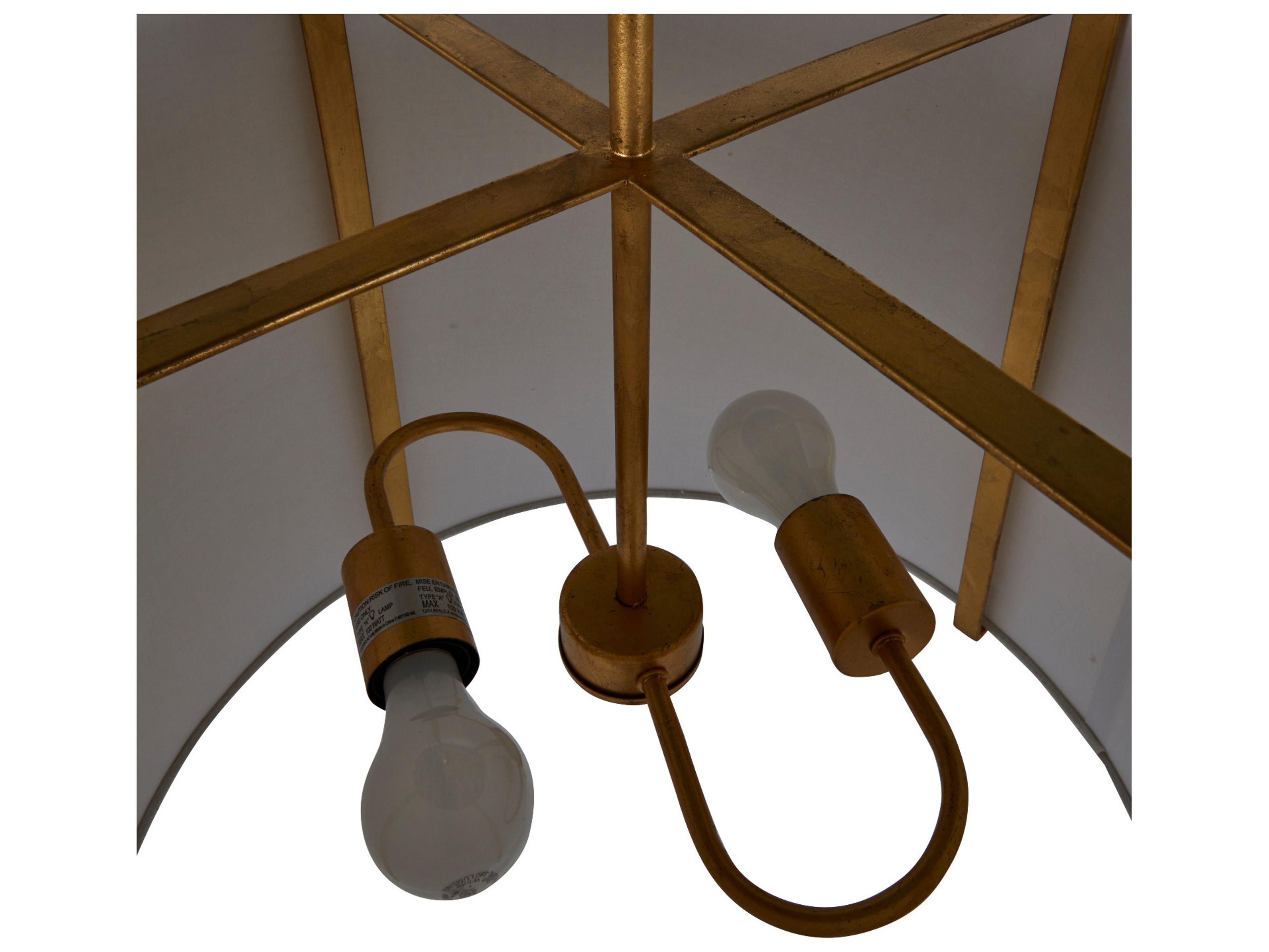 Gabby Arbella 2-Light Vintage Gold White Linen Drum Pendant