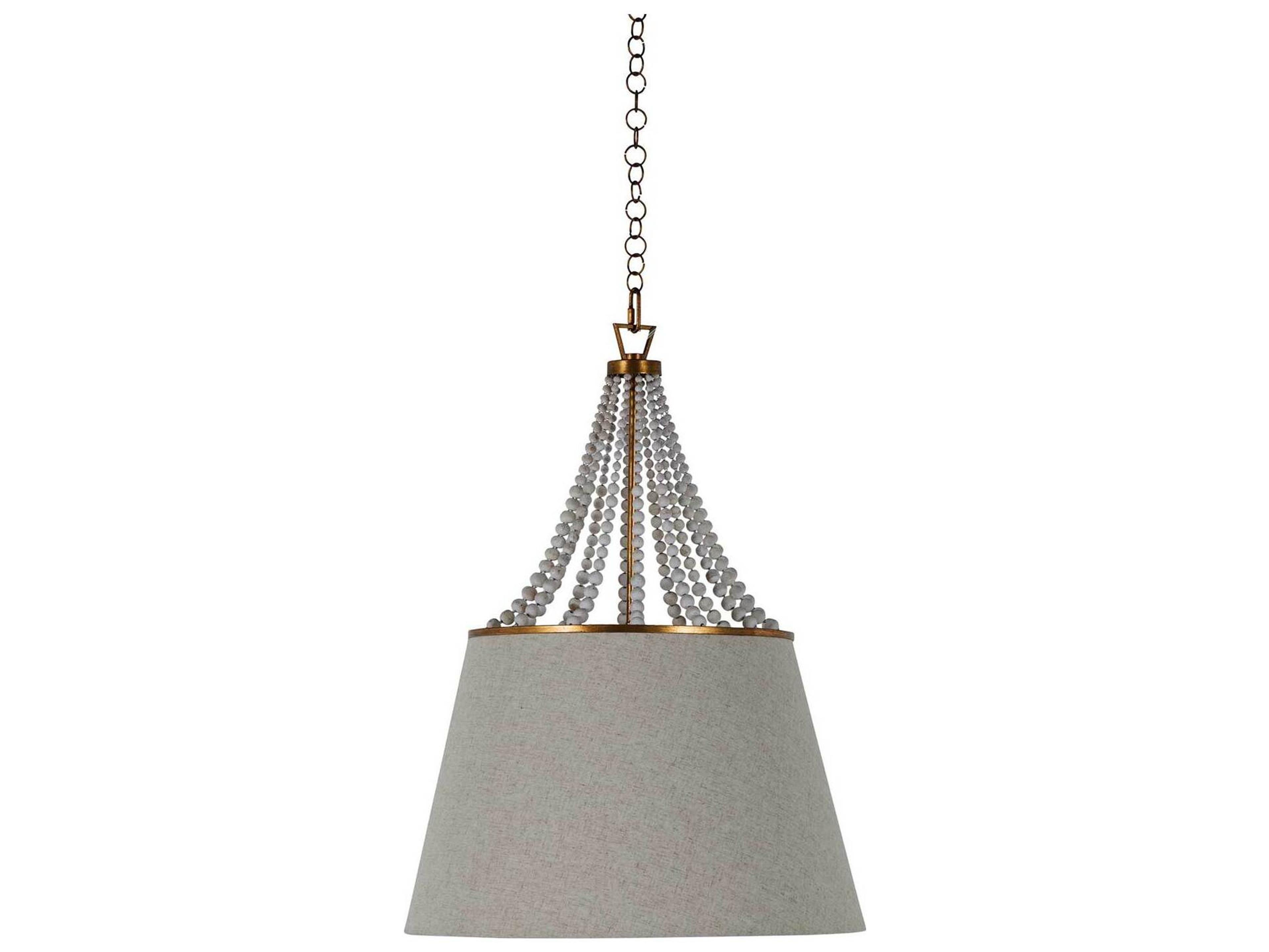 Sonny 4-Light Antique Gold White Washed Wood Empire Pendant