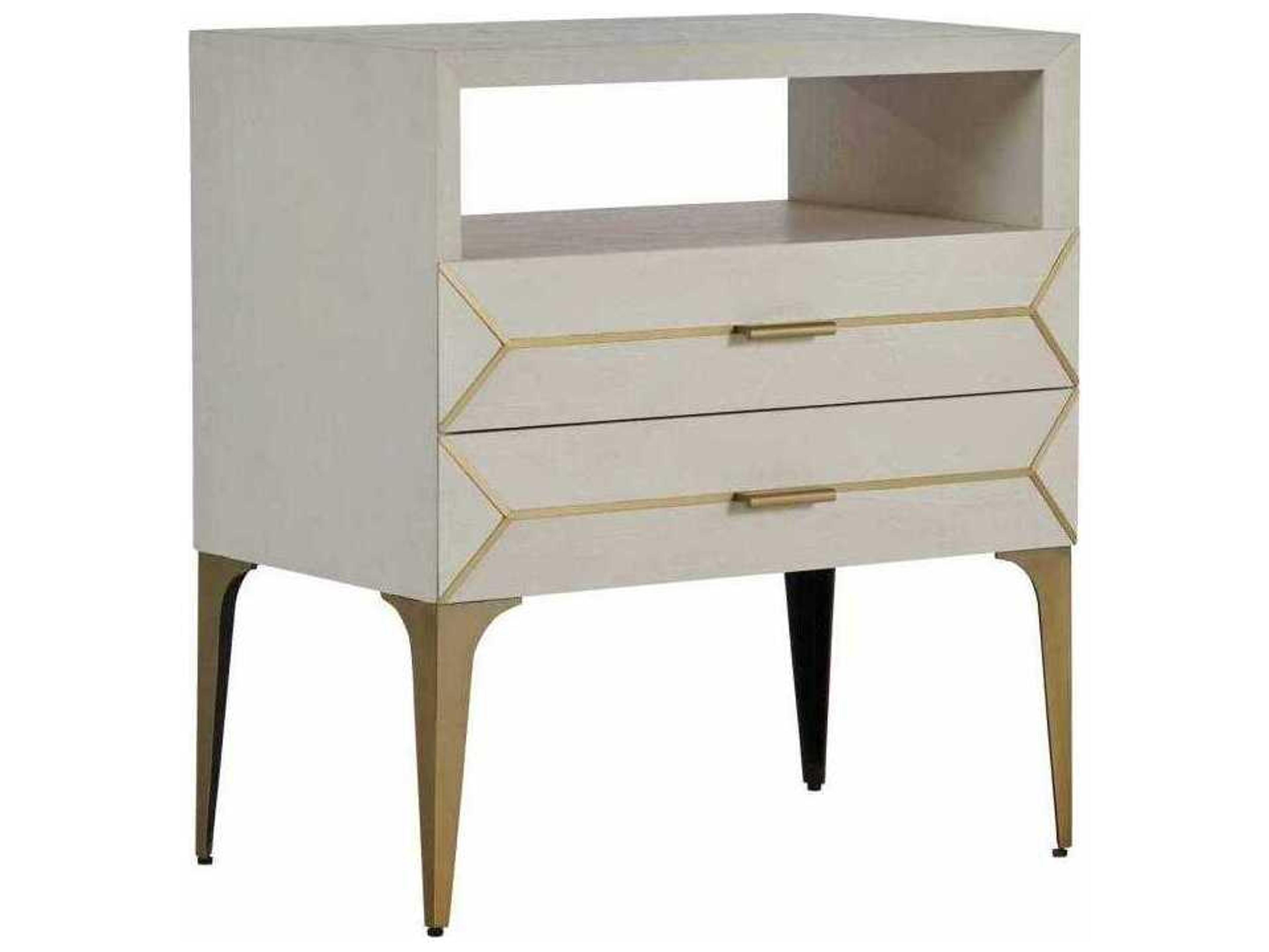 Whitley 2-Drawers Ash Wood Nightstand