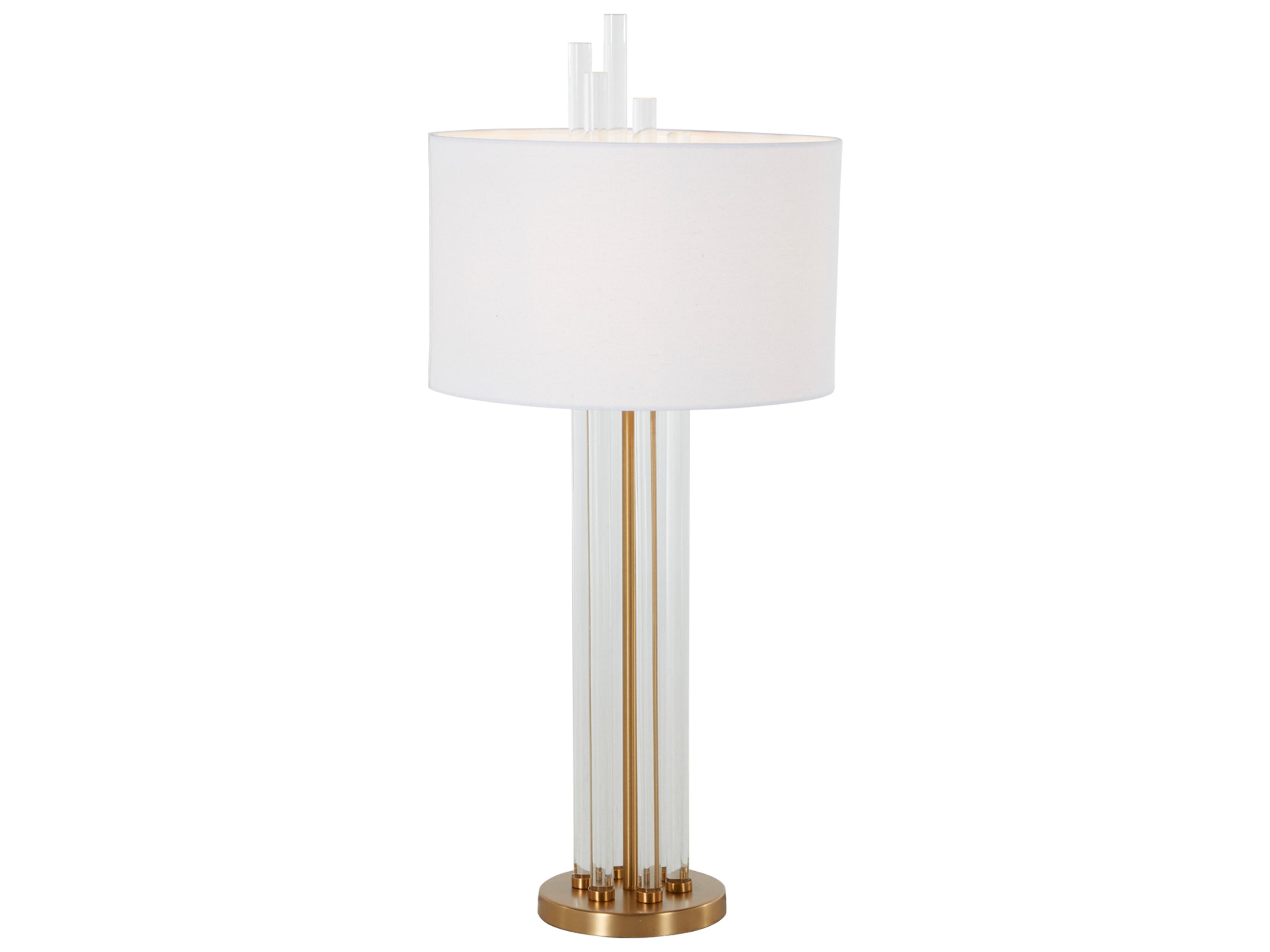 Gabby Merna Antique Brass White Linen Buffet Lamp