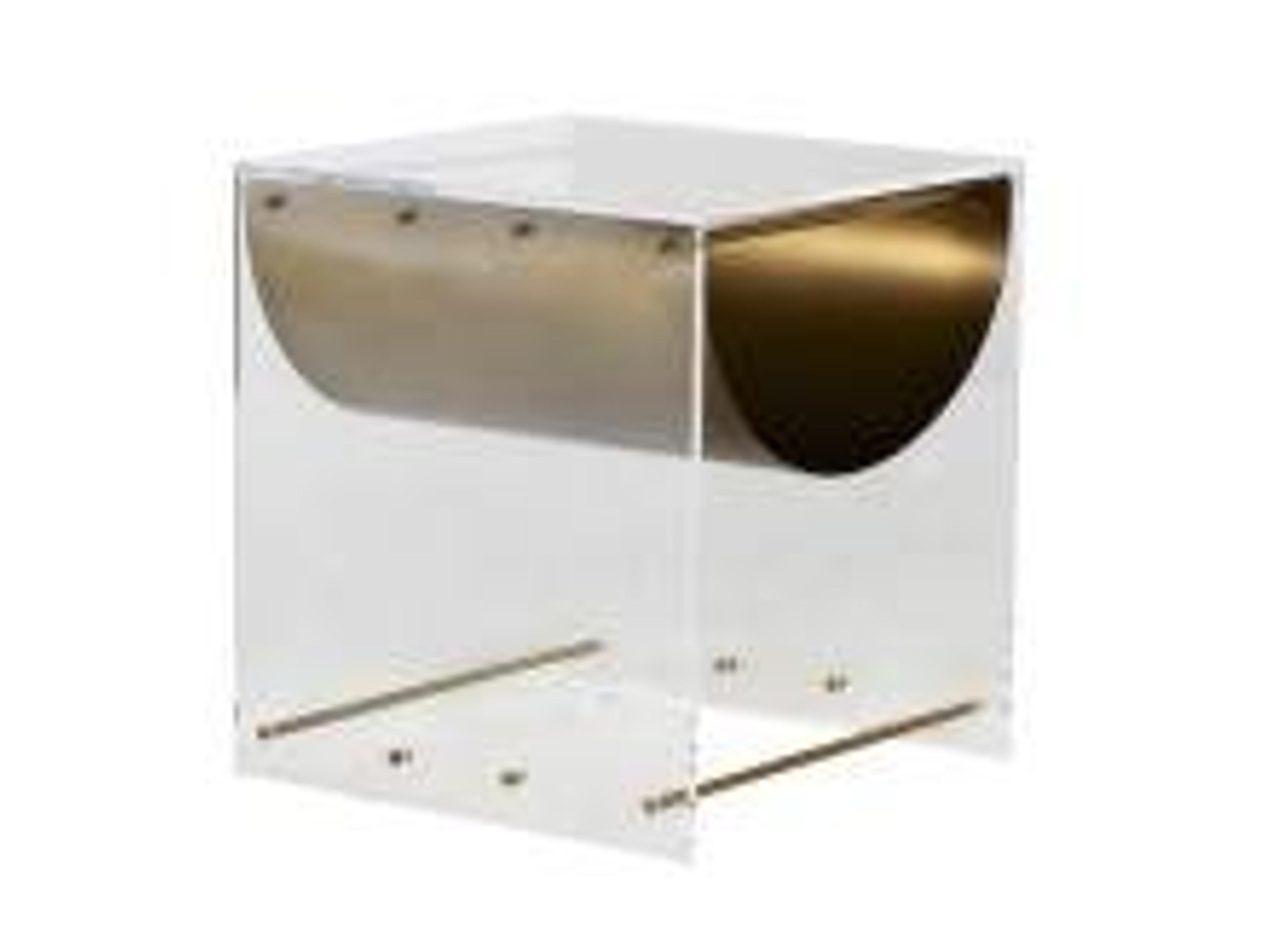 Gabby Skylar Rectangular Acrylic Mountain Brass End Table