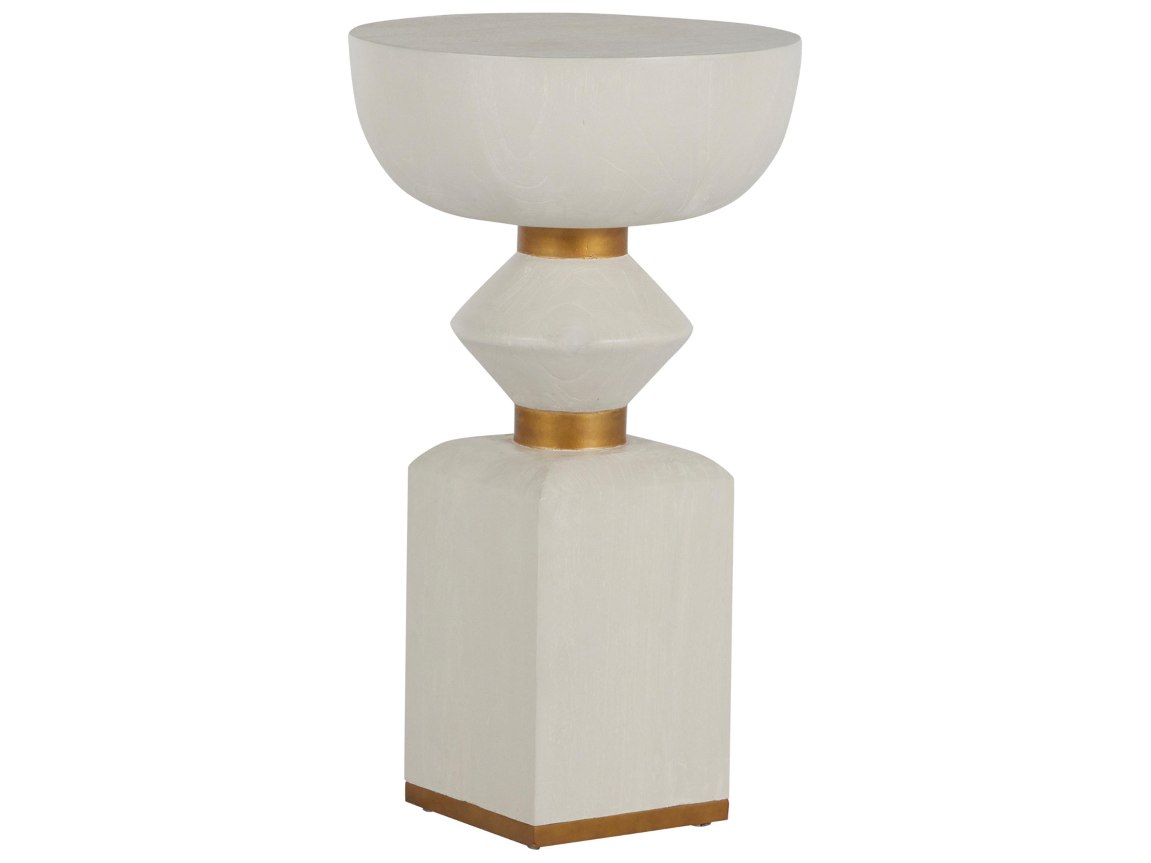 Gabby Norris Round Wood Cerused White Drinking Table