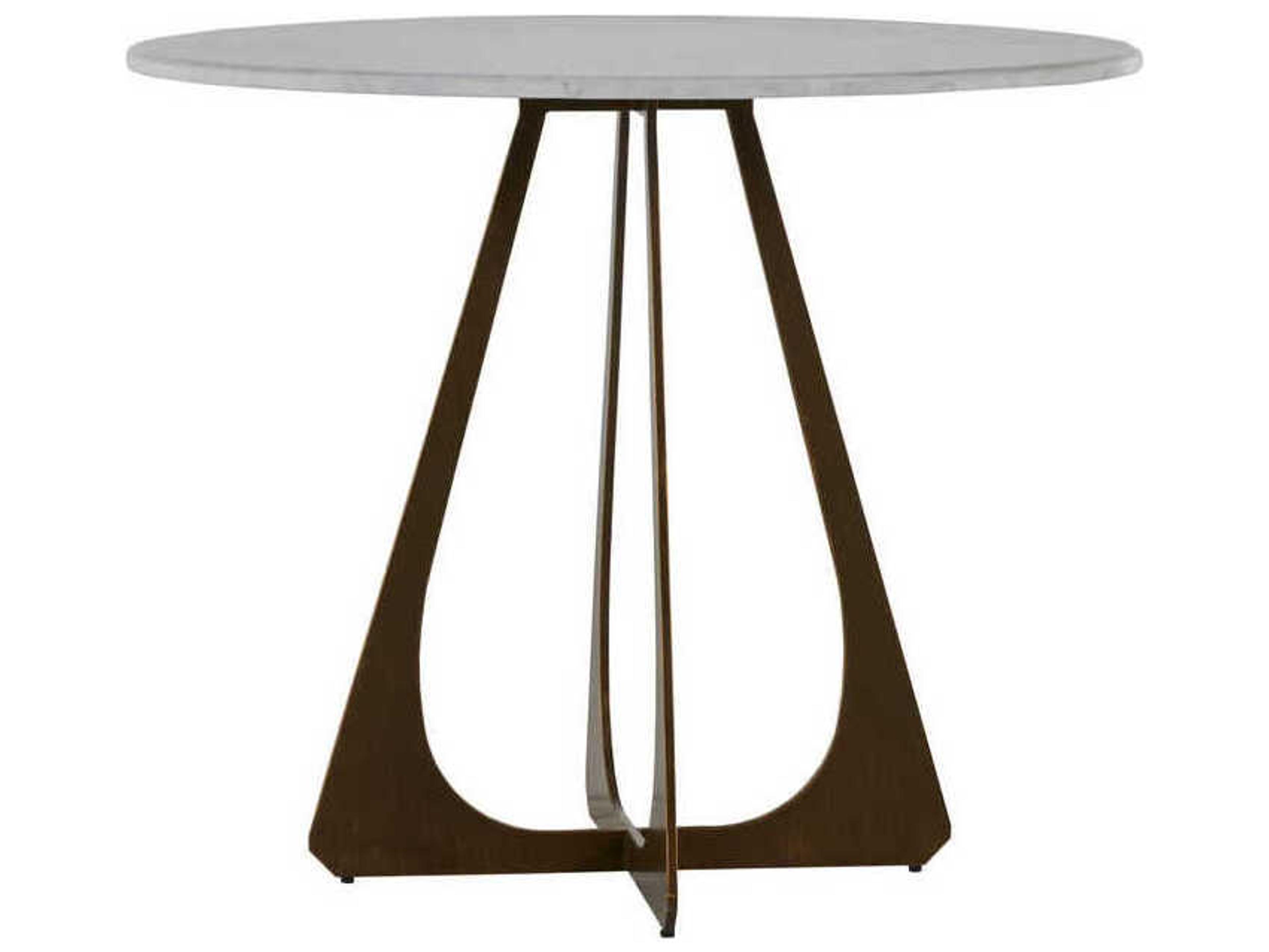 Gabby Drayton Brushed Copper Jazzy White Marble Round Bistro Table