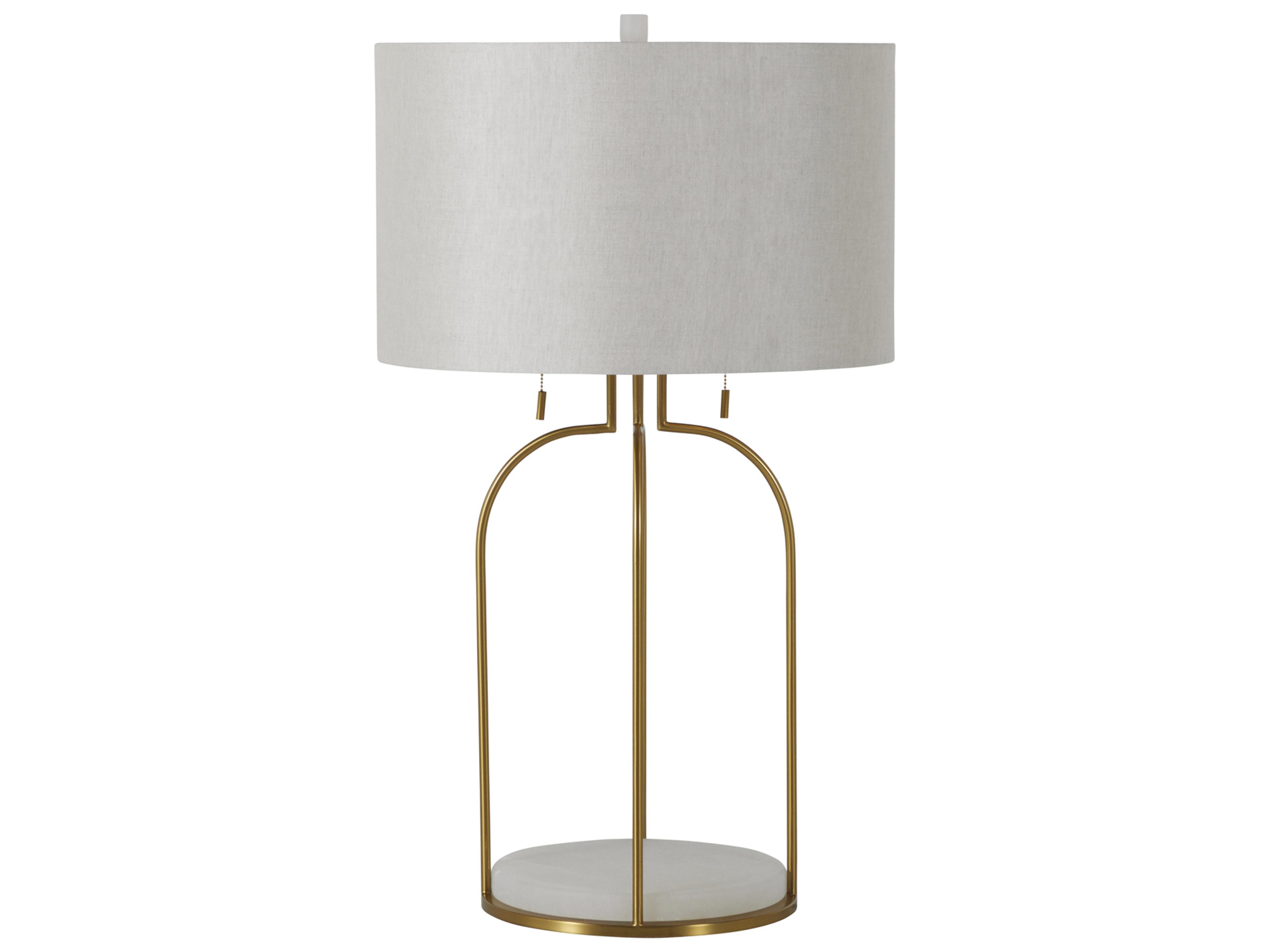 Gabby Joan Antique Bronze White Linen Buffet Lamp