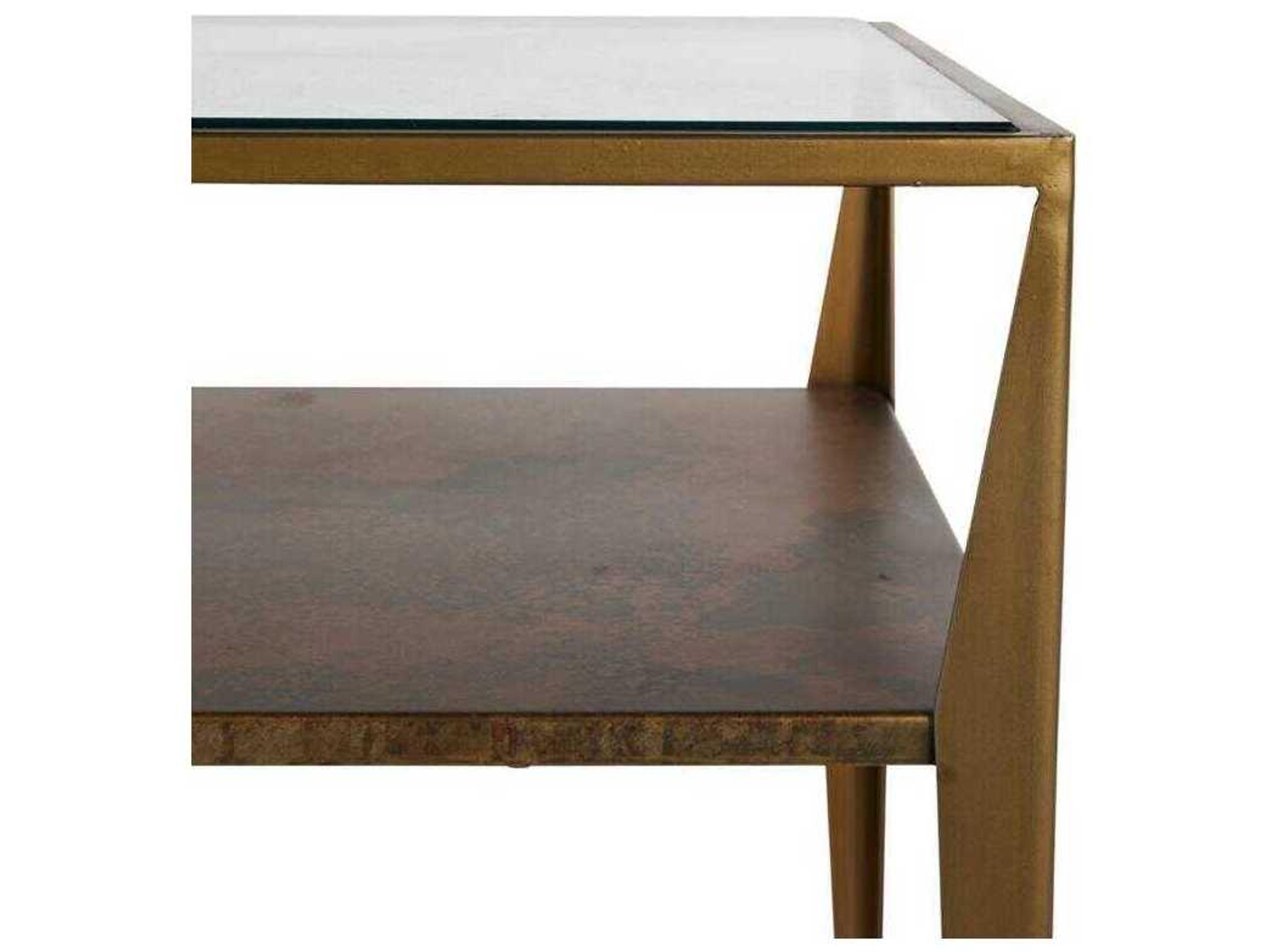 Gabby Winona Square Glass Antique Brass Magma End Table