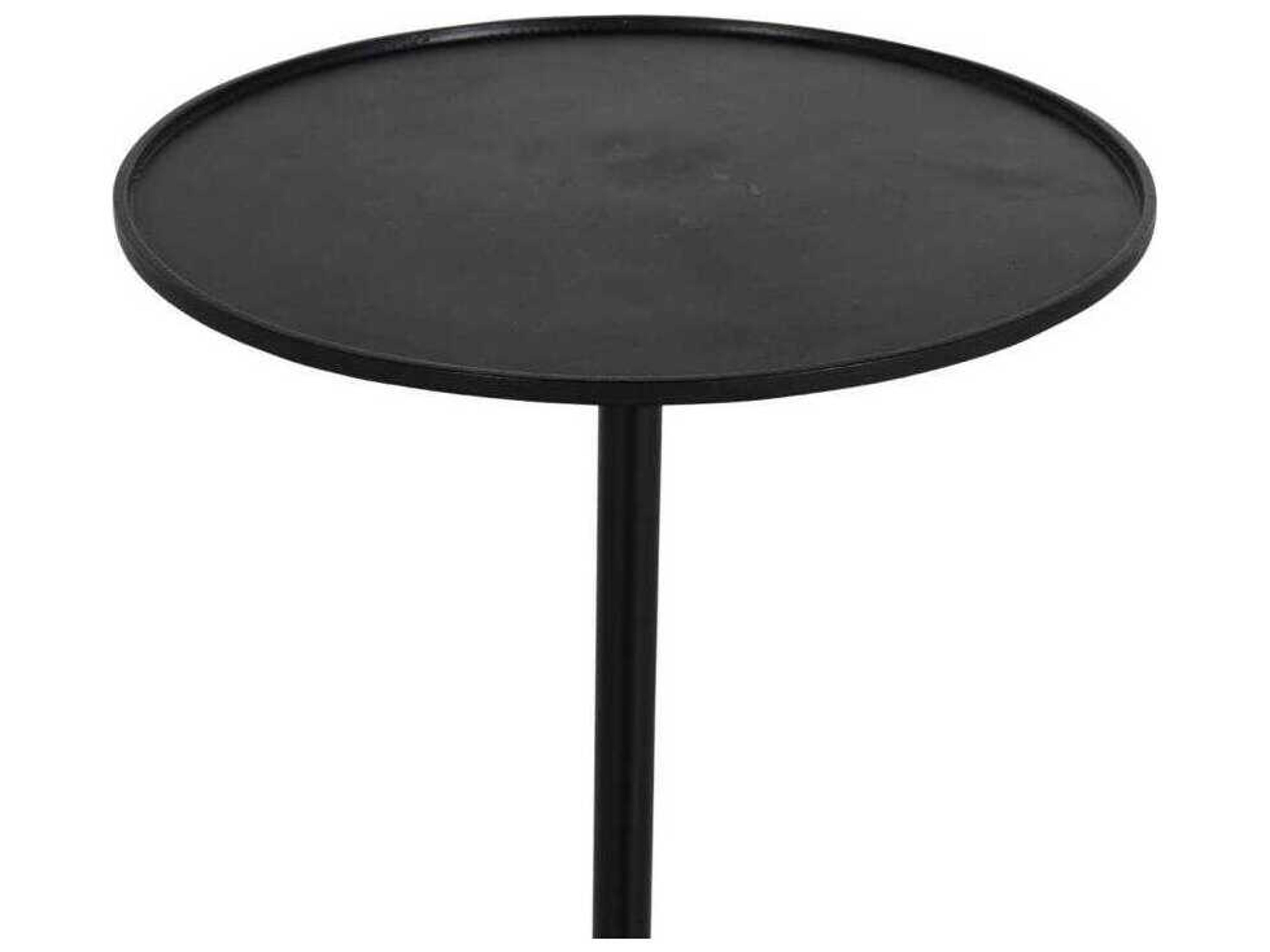 Gabby Neil 9" Round Antique Gold Black Metal Marble Drinking Table