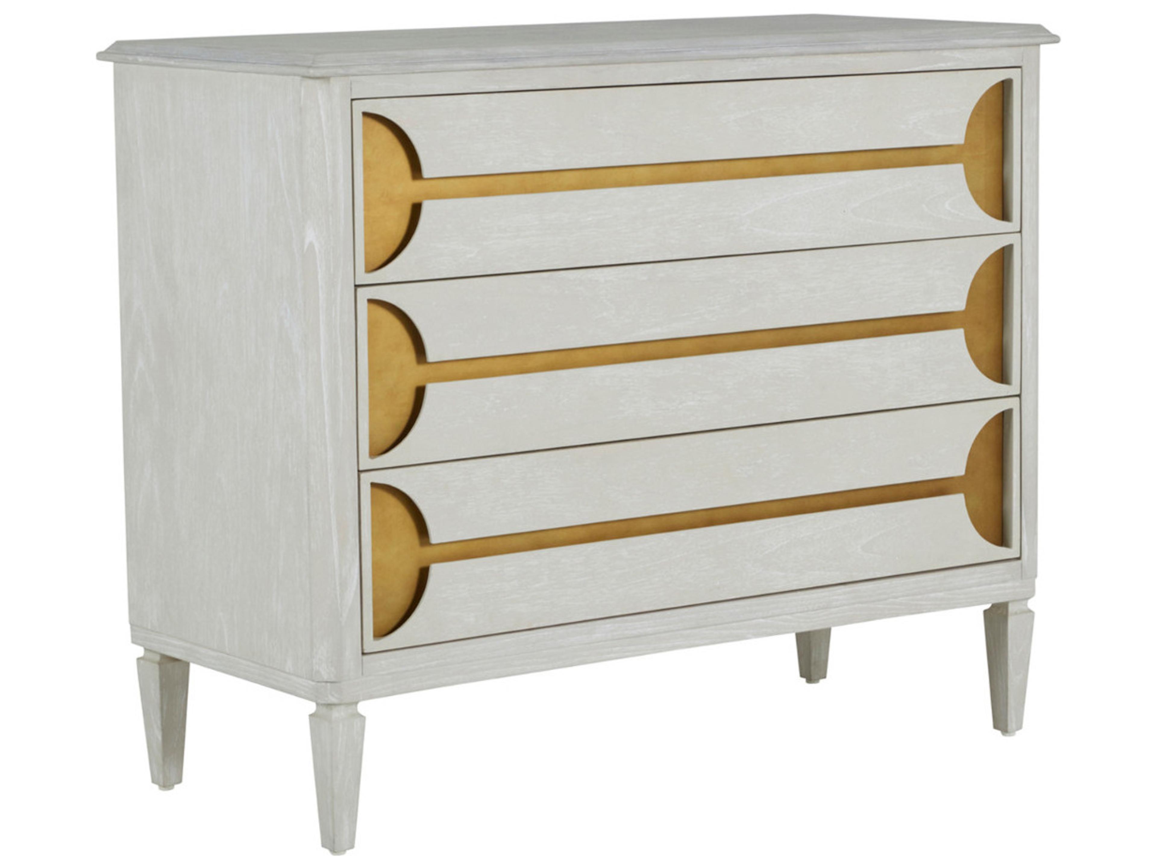 Gabby Kaitlin 3-Drawers Stained Brass Cerused White Mindi Wood Accent Chest