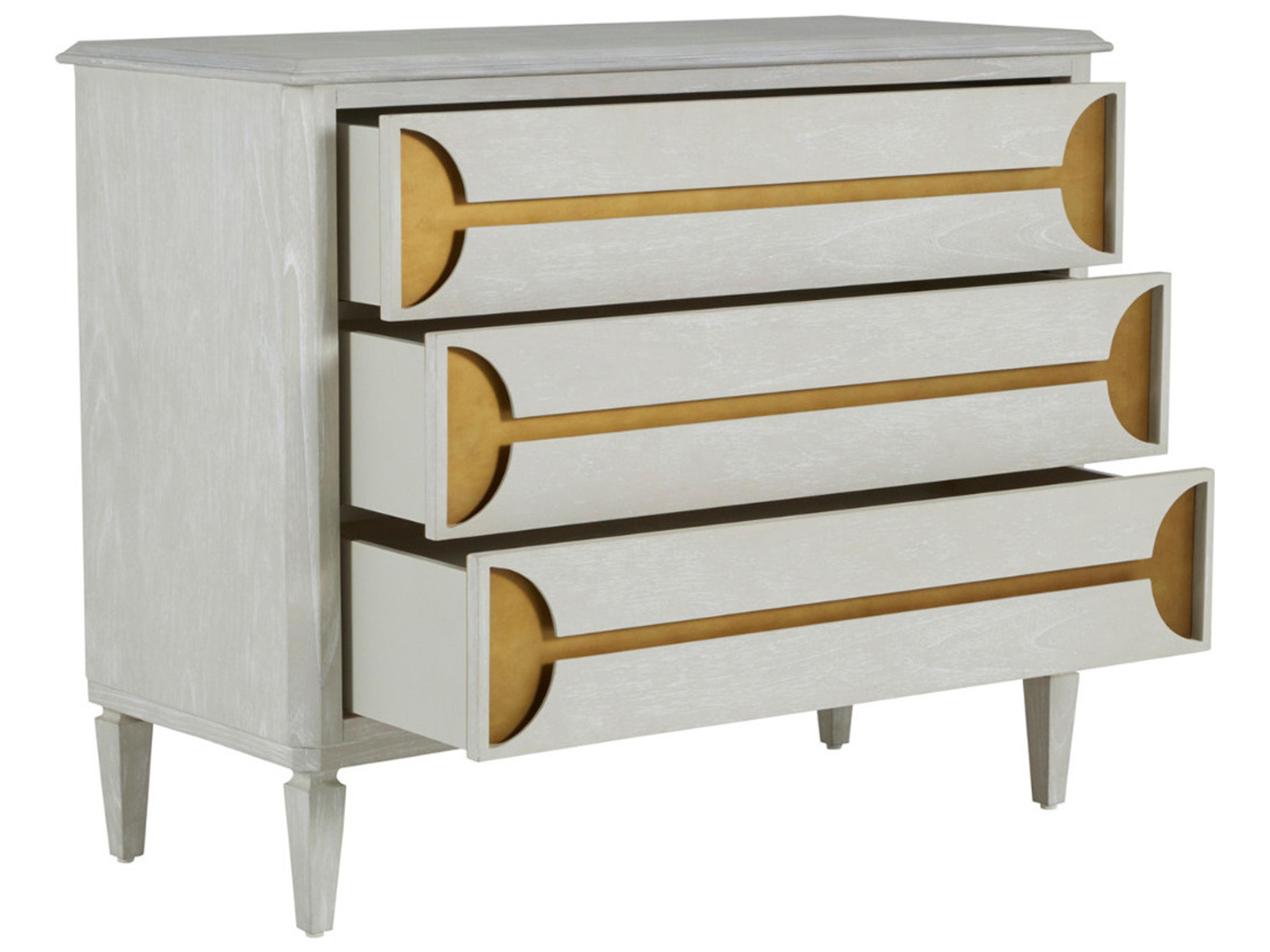 Gabby Kaitlin 3-Drawers Stained Brass Cerused White Mindi Wood Accent Chest