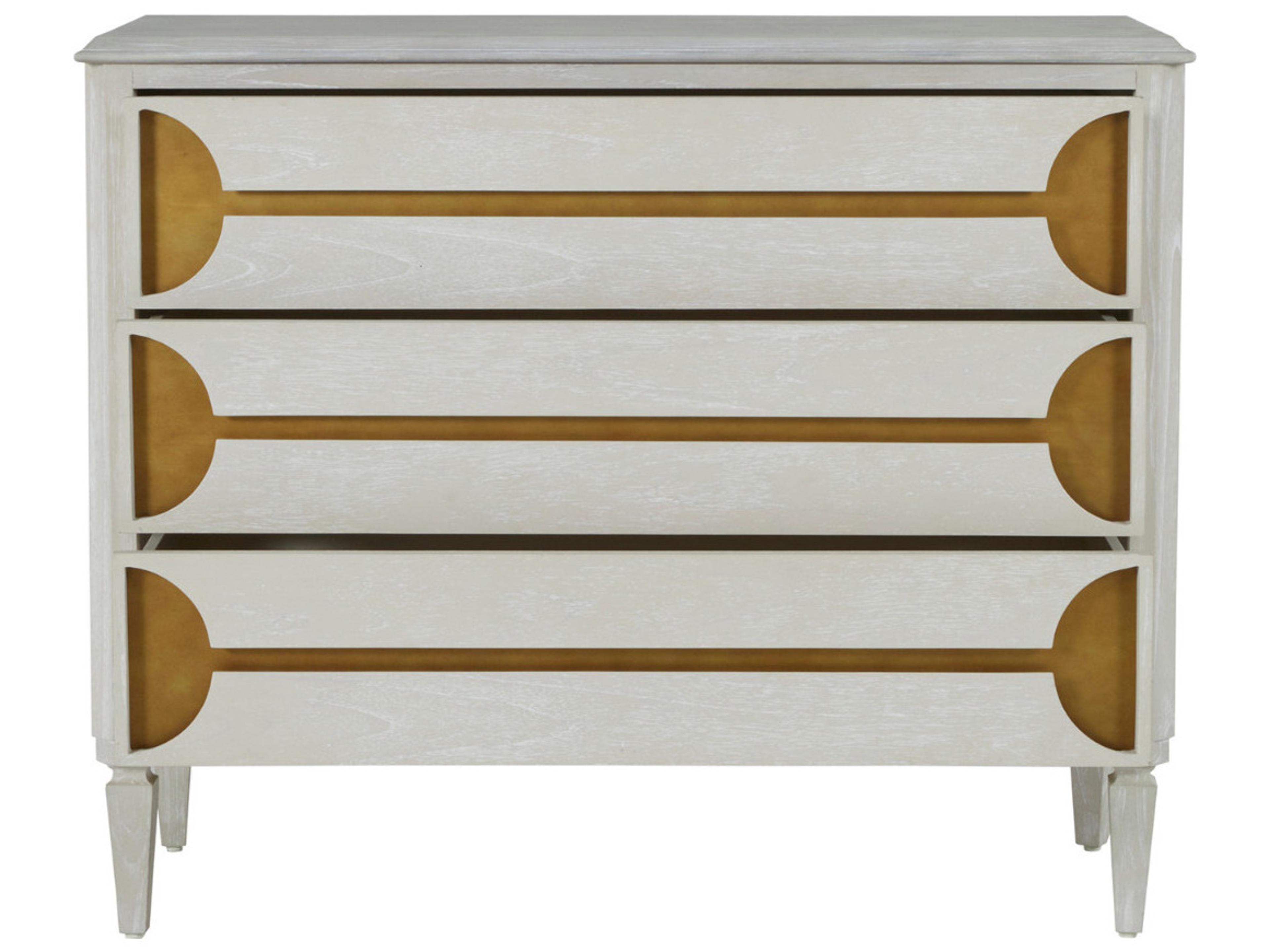 Gabby Kaitlin 3-Drawers Stained Brass Cerused White Mindi Wood Accent Chest