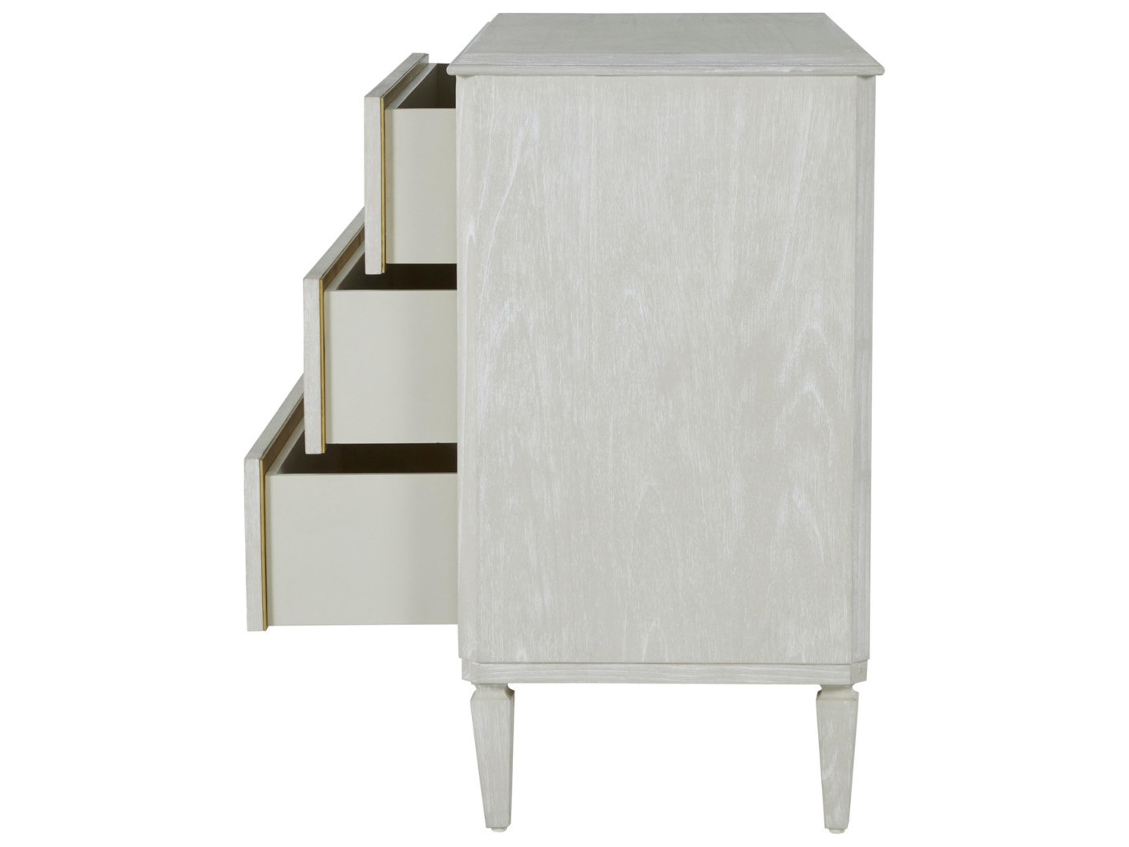Gabby Kaitlin 3-Drawers Stained Brass Cerused White Mindi Wood Accent Chest