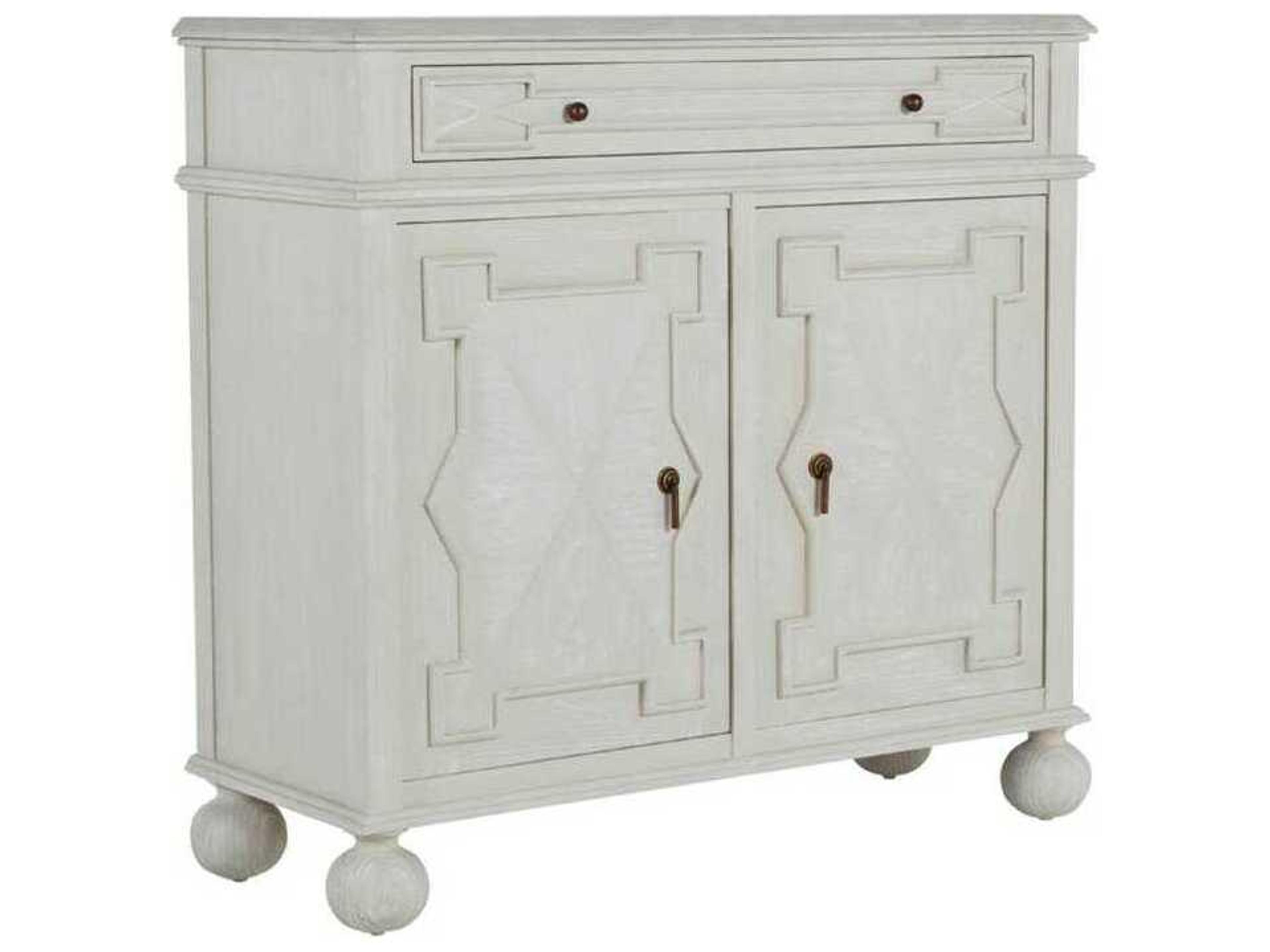 Ezekiel Cerused White Mindi Wood Accent Cabinet