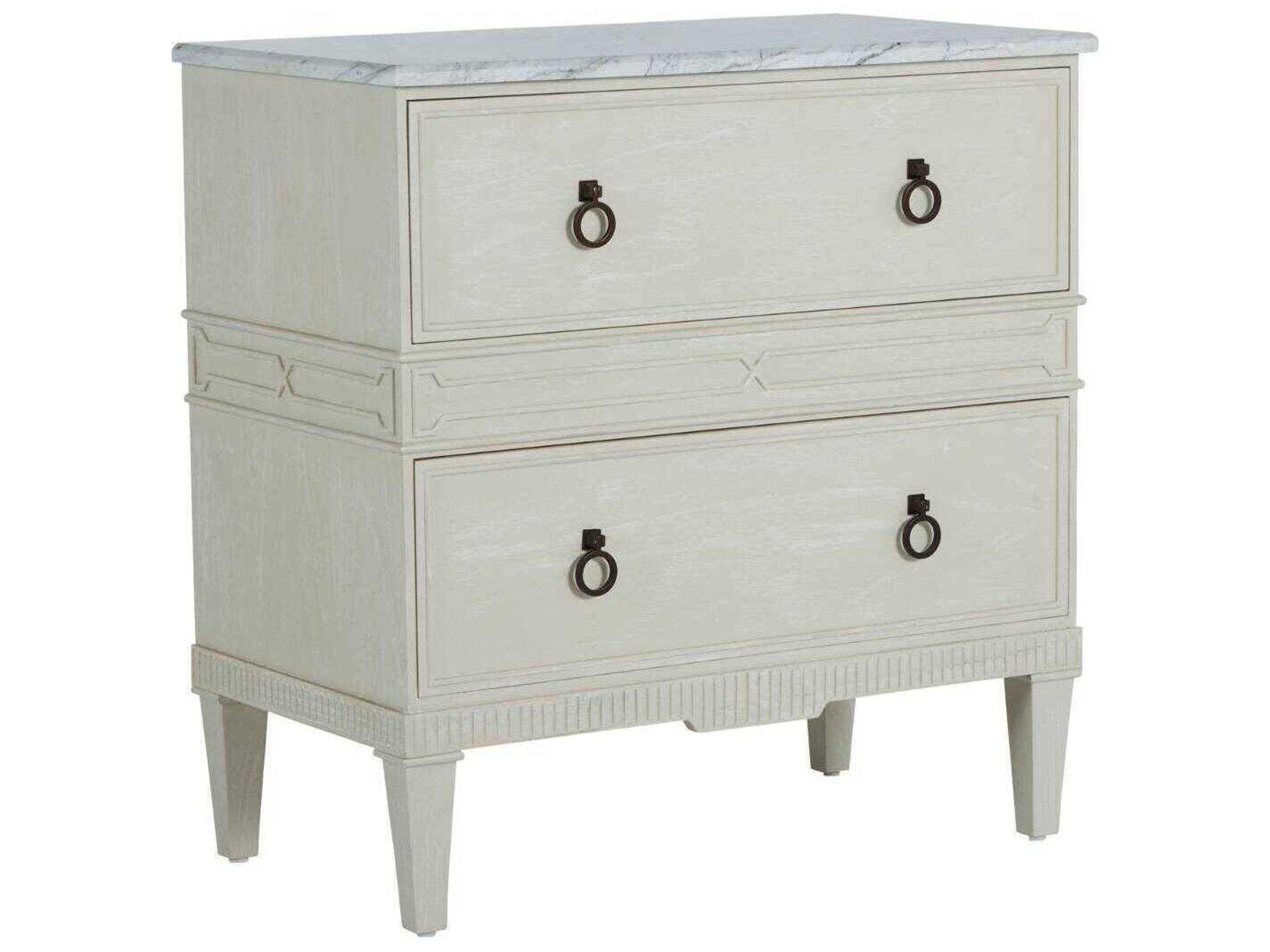Gabby Archie 2-Drawers White Mindi Wood Nightstand