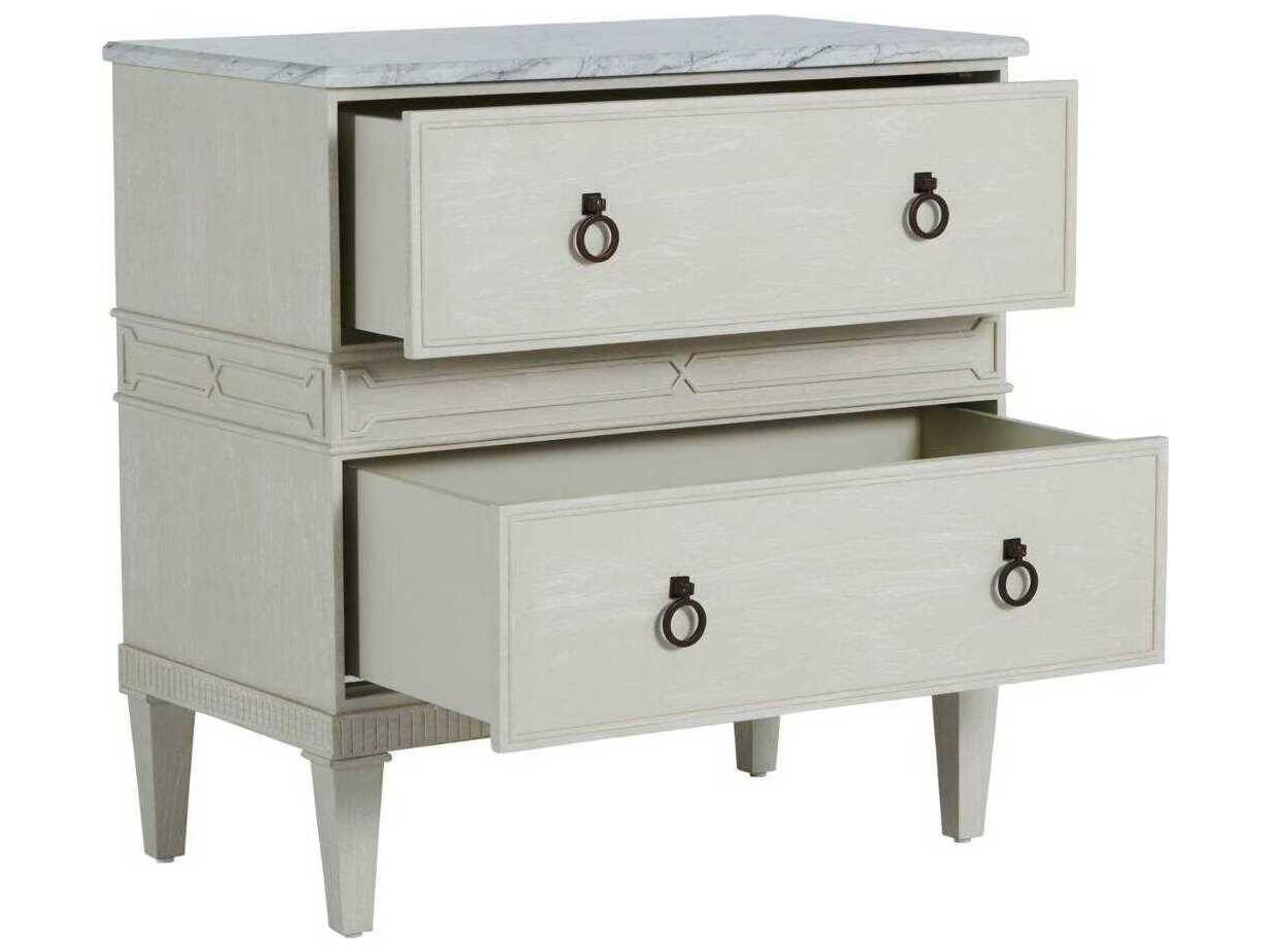 Gabby Archie 2-Drawers White Mindi Wood Nightstand