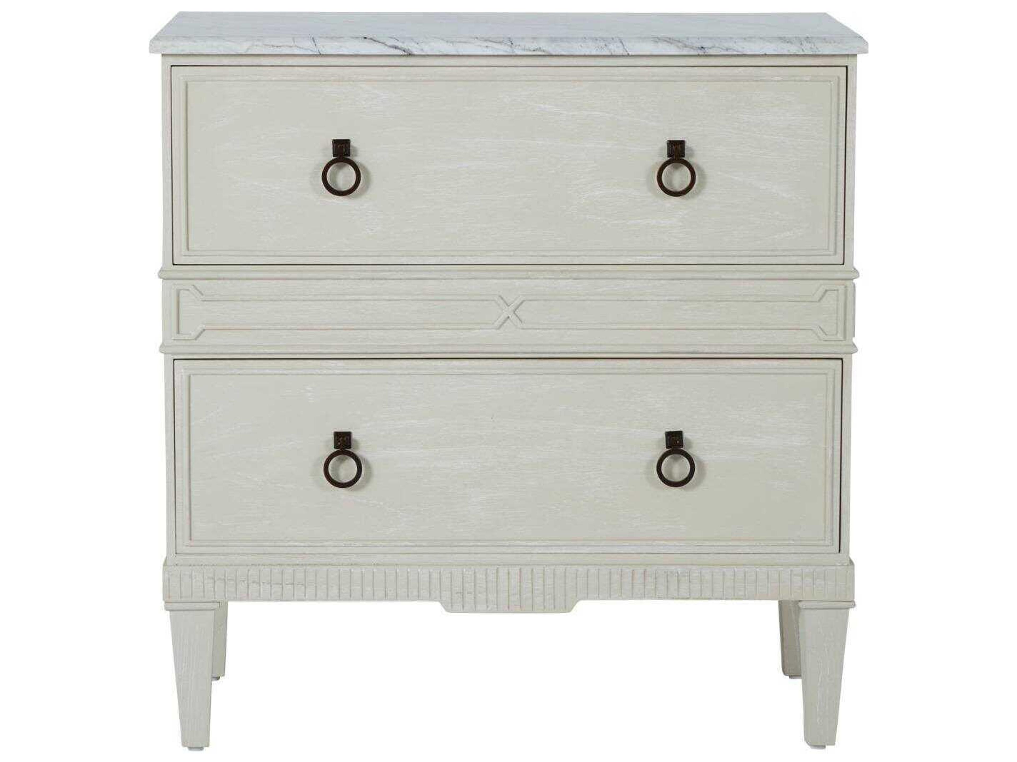 Gabby Archie 2-Drawers White Mindi Wood Nightstand