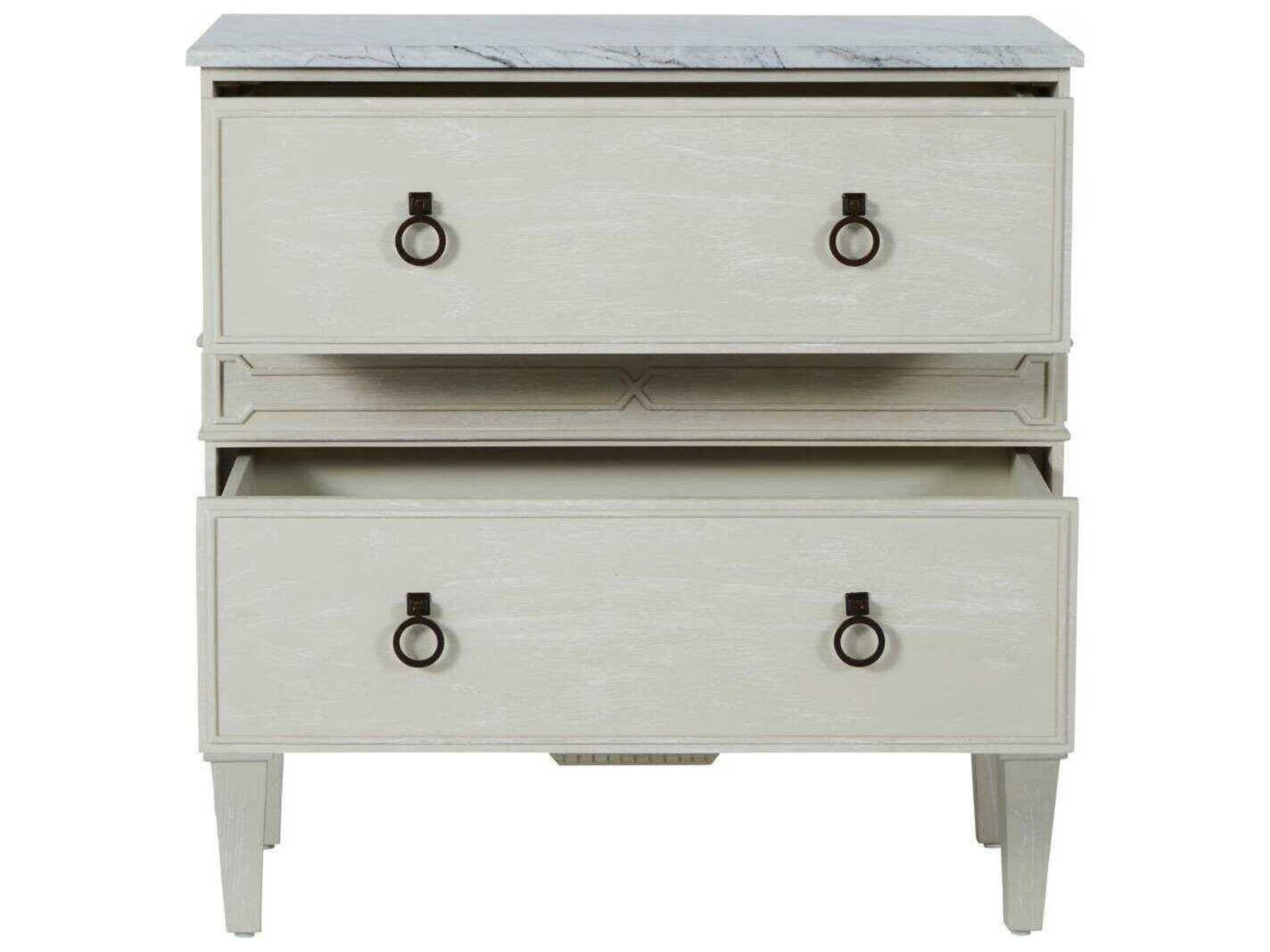 Gabby Archie 2-Drawers White Mindi Wood Nightstand