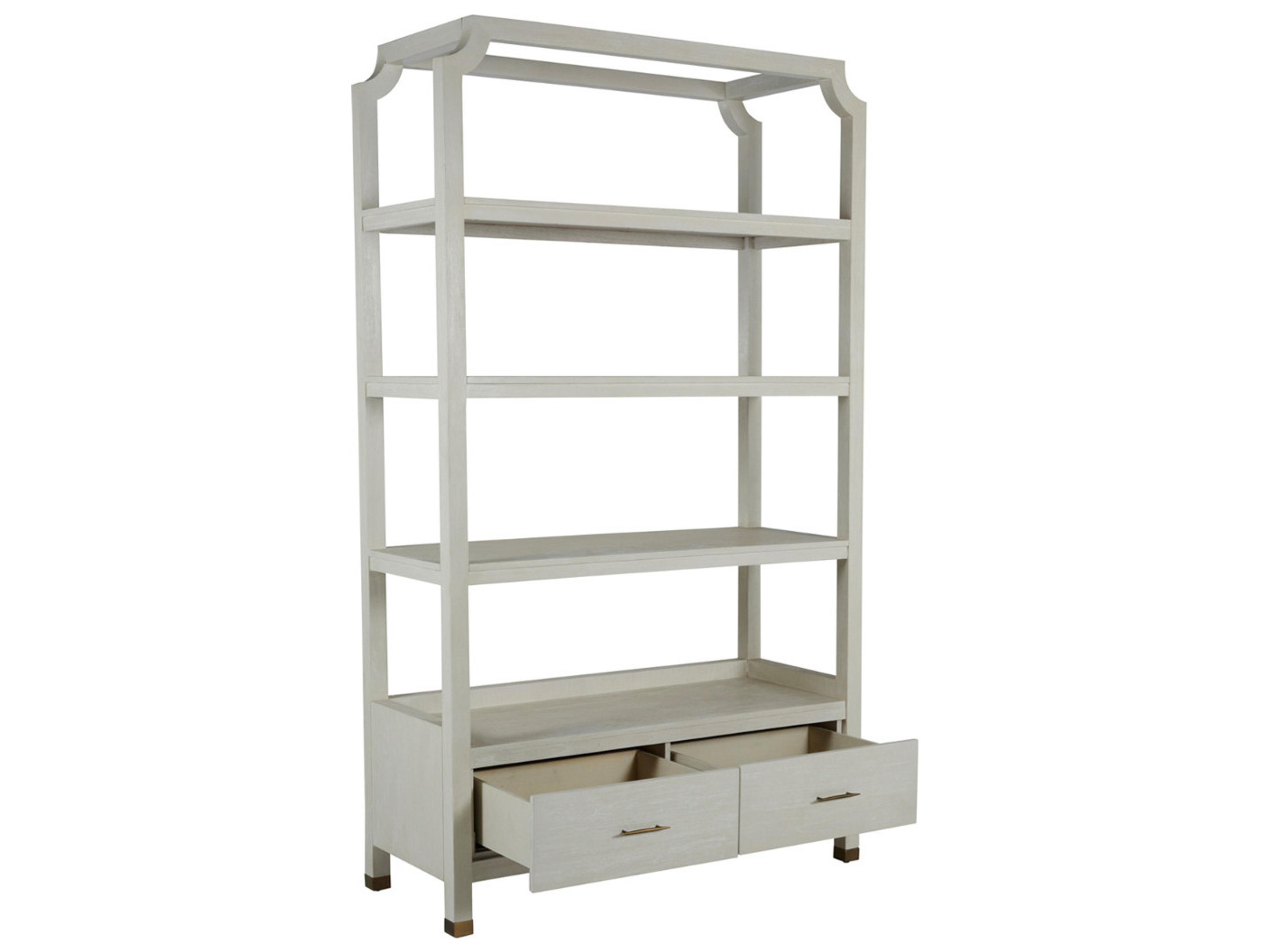 Gabby Crest Cerused White Stained Brass Bookcase