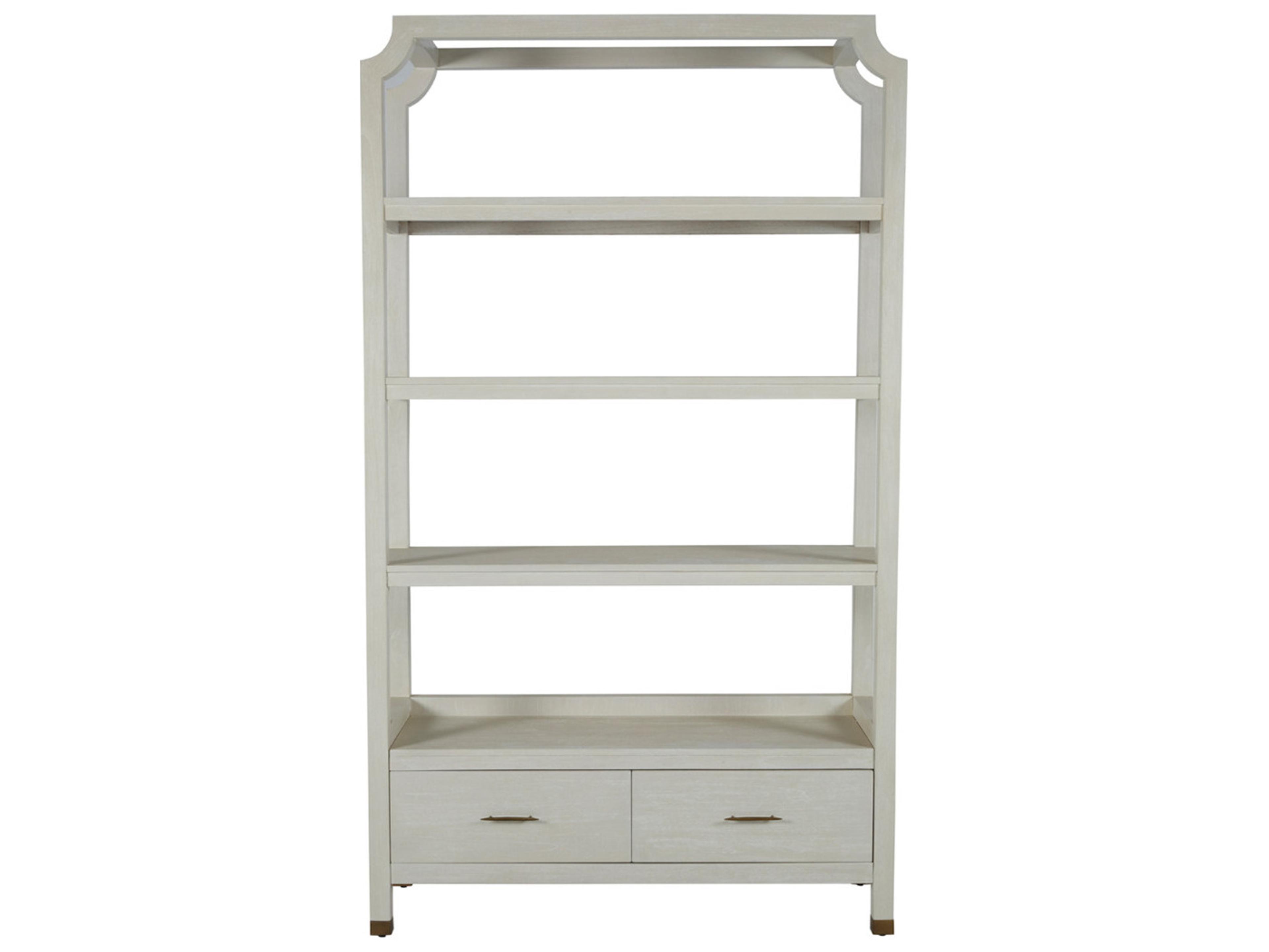 Gabby Crest Cerused White Stained Brass Bookcase