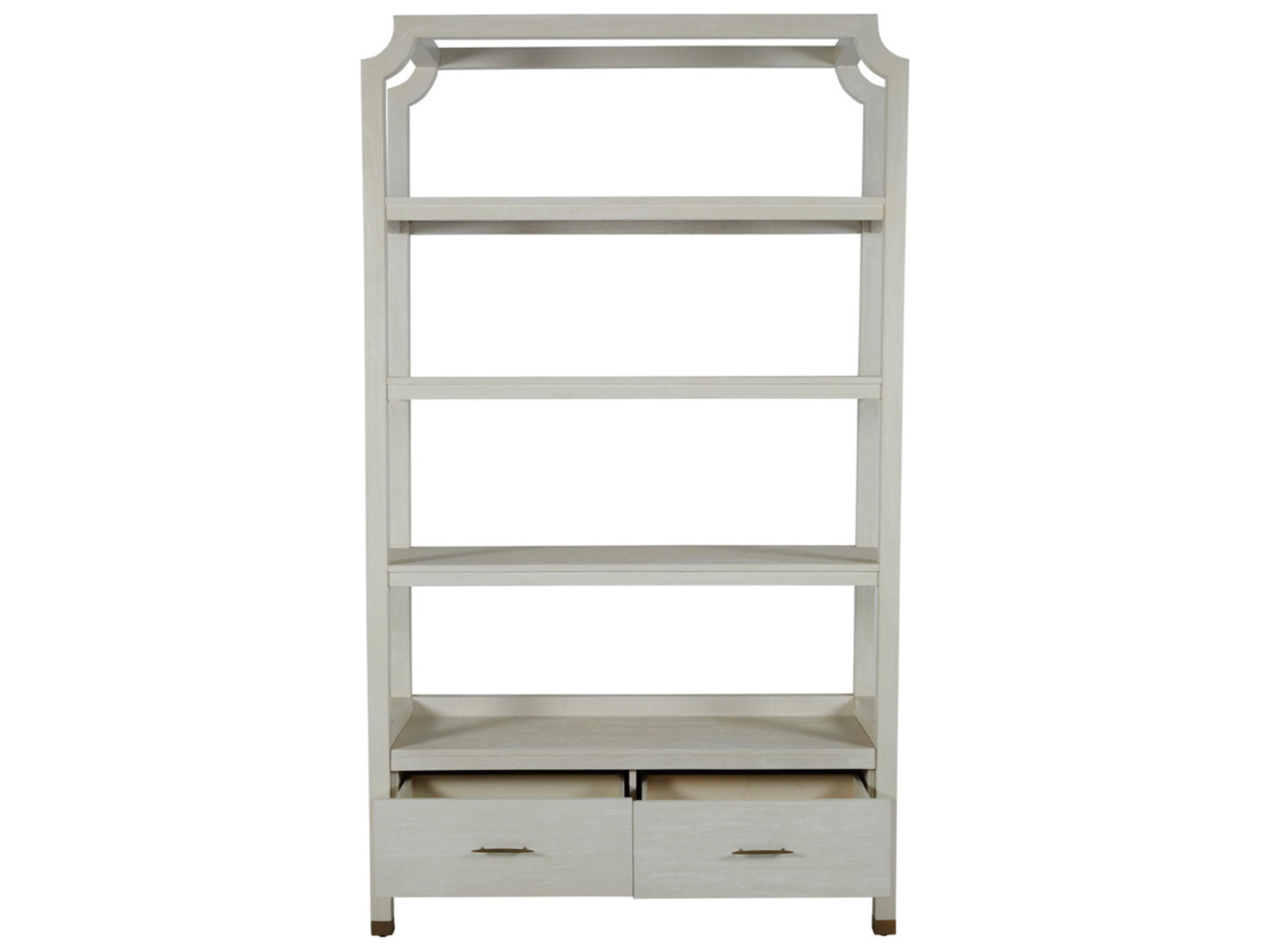 Gabby Crest Cerused White Stained Brass Bookcase