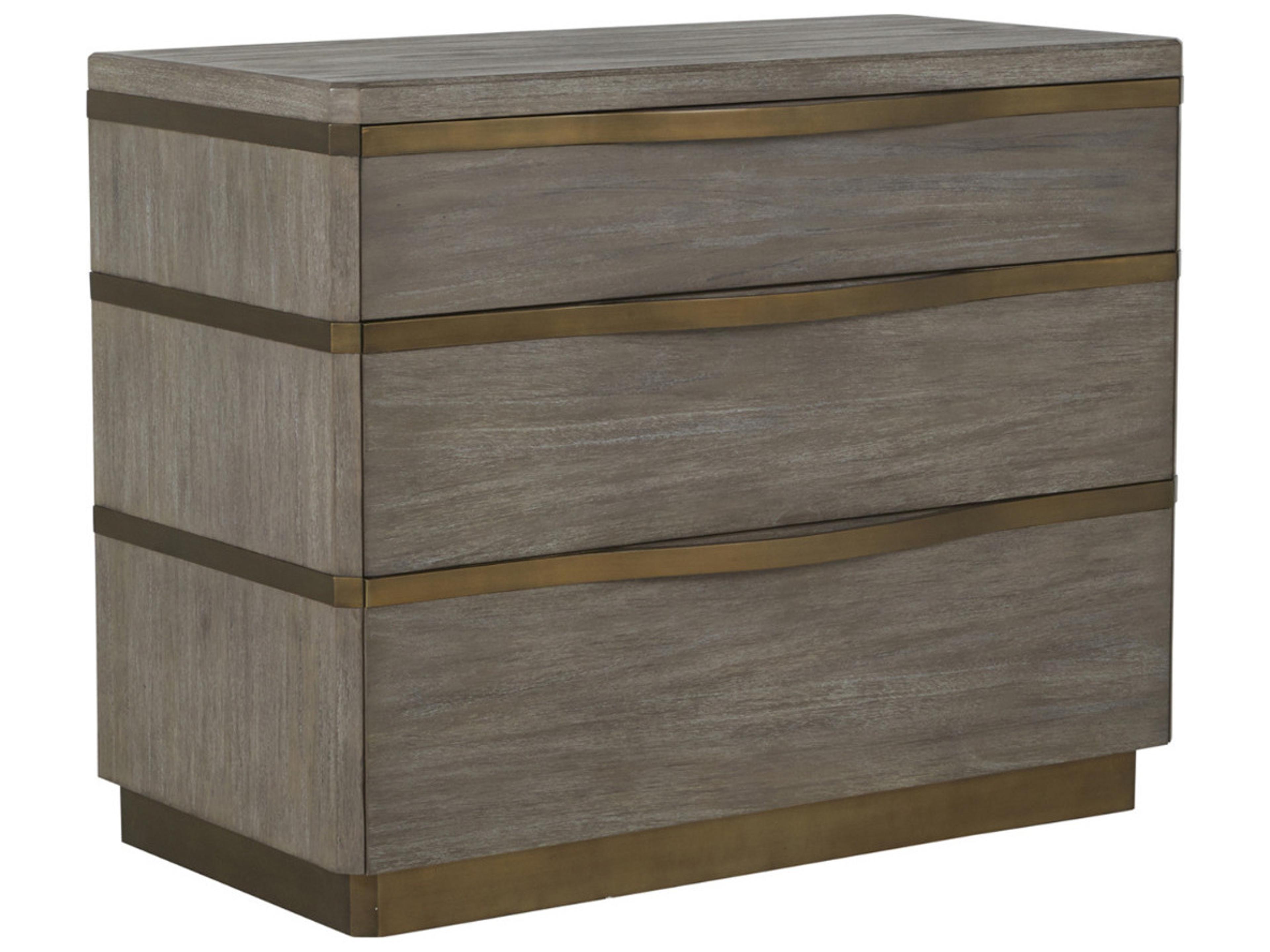 Gabby Gillespie 3-Drawers Brushed Grey Stained Brass Mindi Wood Accent Chest