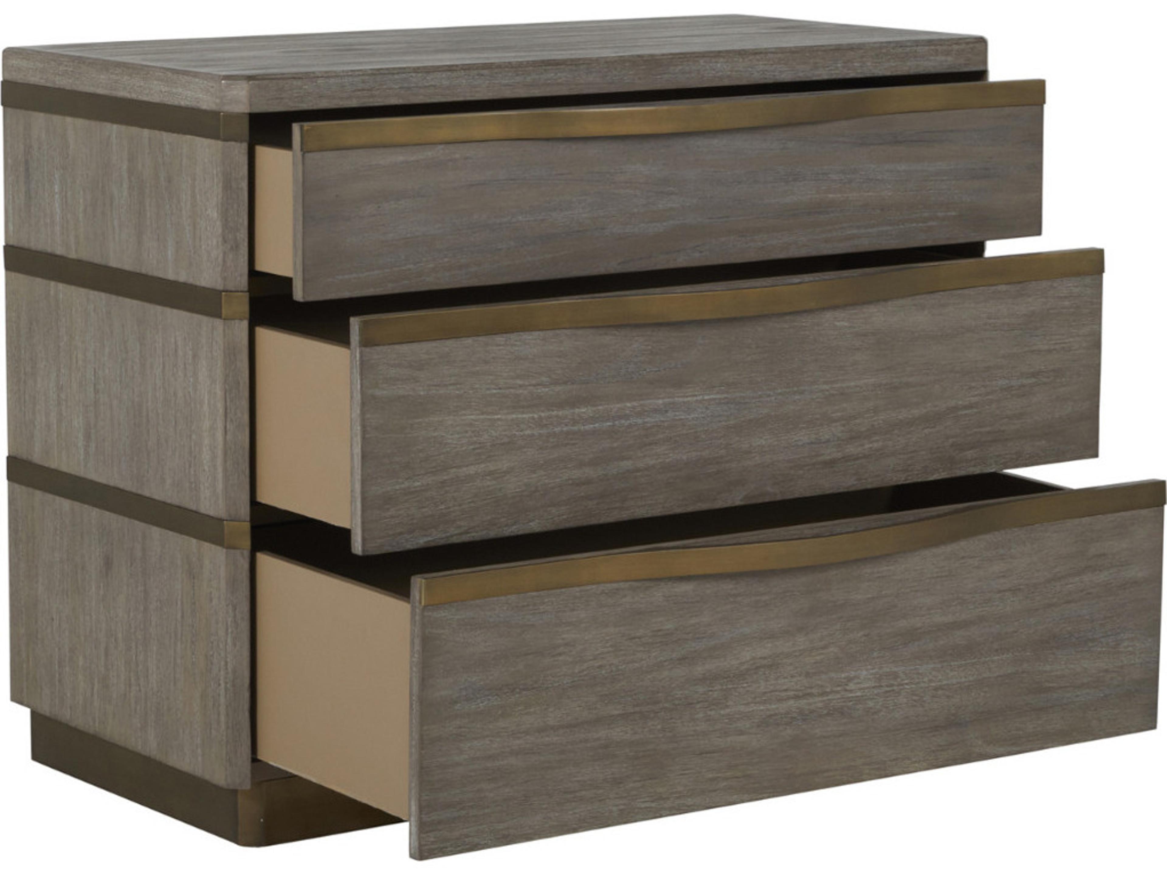 Gabby Gillespie 3-Drawers Brushed Grey Stained Brass Mindi Wood Accent Chest