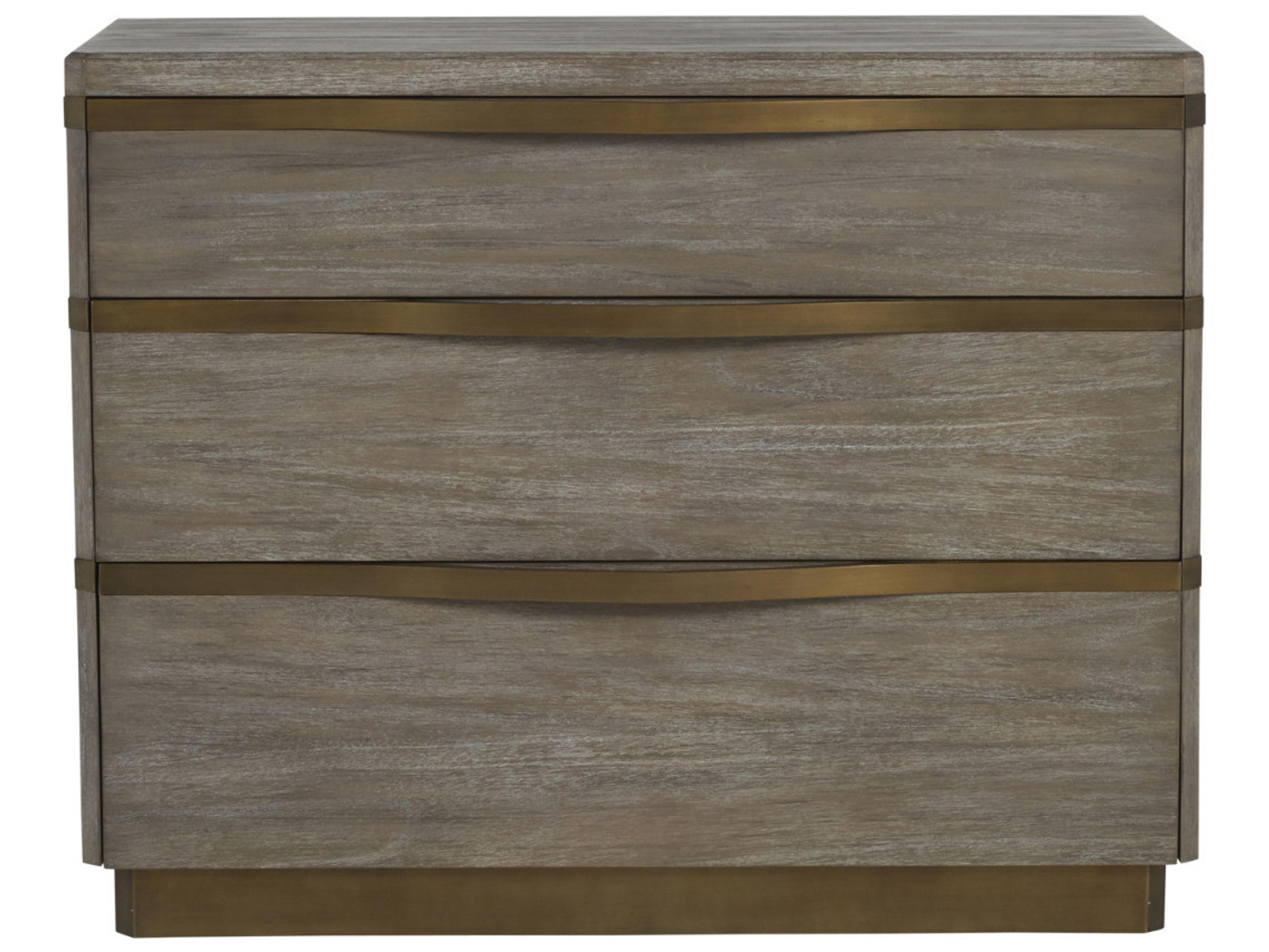 Gabby Gillespie 3-Drawers Brushed Grey Stained Brass Mindi Wood Accent Chest