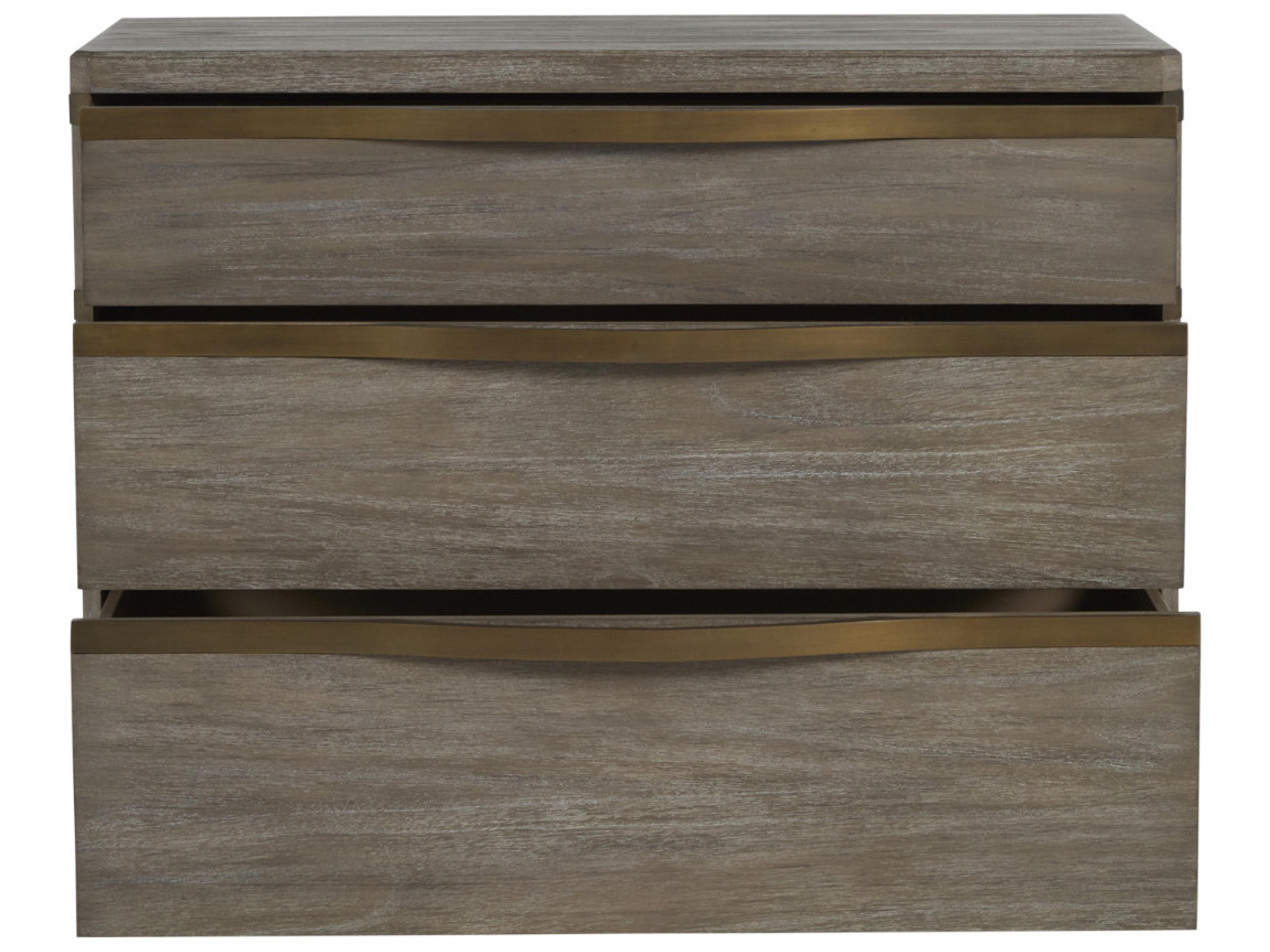 Gabby Gillespie 3-Drawers Brushed Grey Stained Brass Mindi Wood Accent Chest