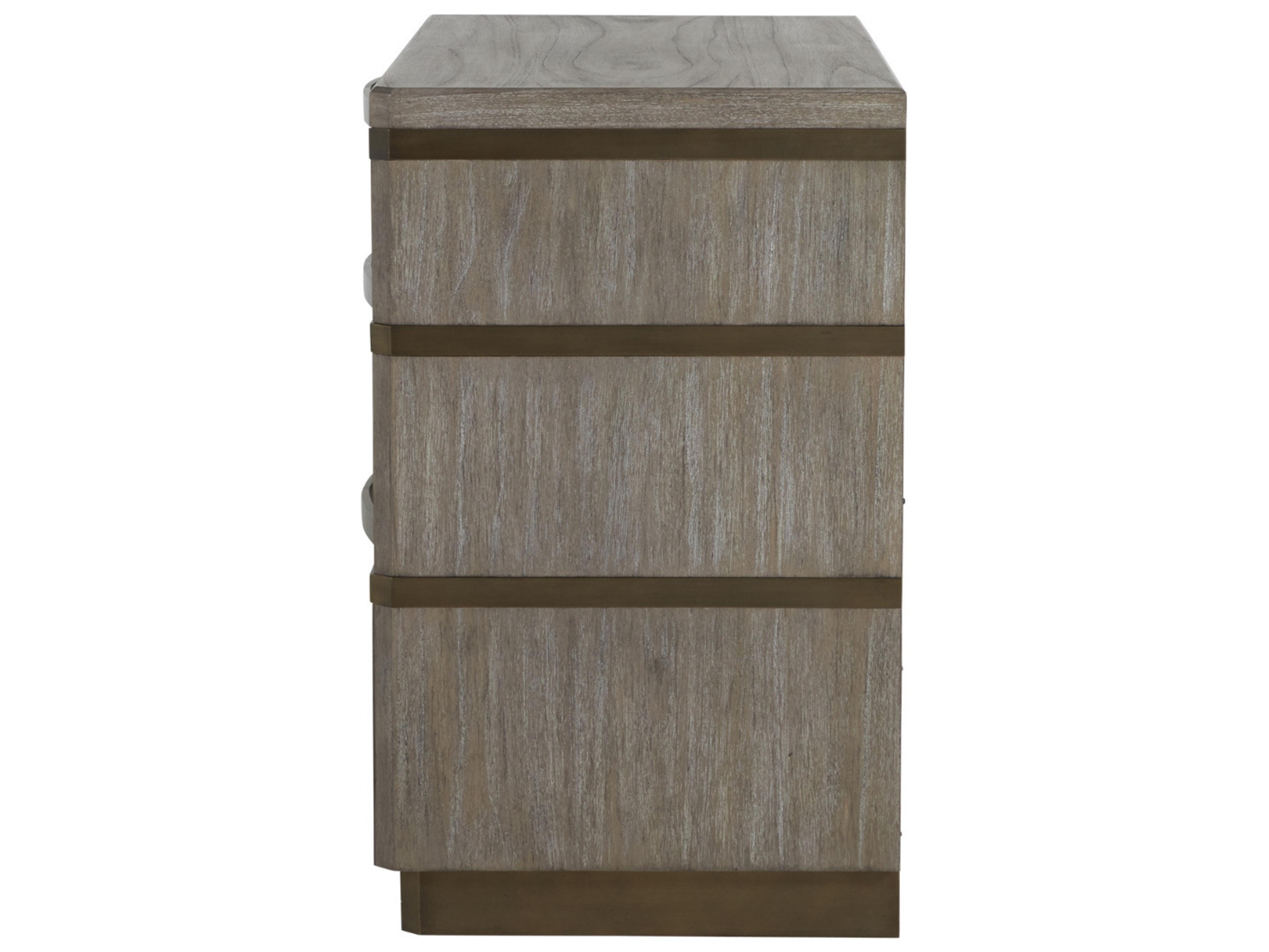 Gabby Gillespie 3-Drawers Brushed Grey Stained Brass Mindi Wood Accent Chest