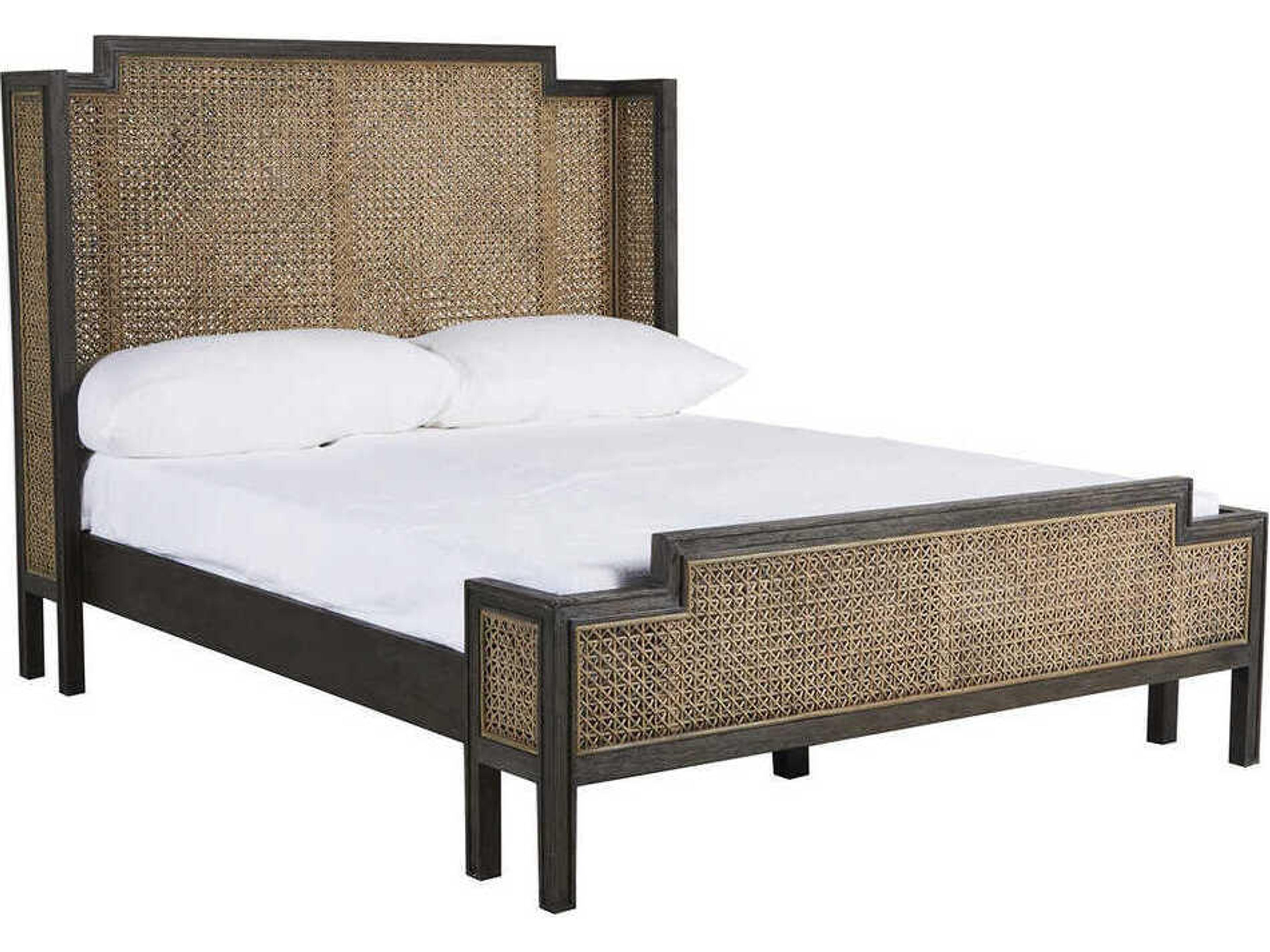 Camille Cerused Dark Gray Wood Queen Platform Bed