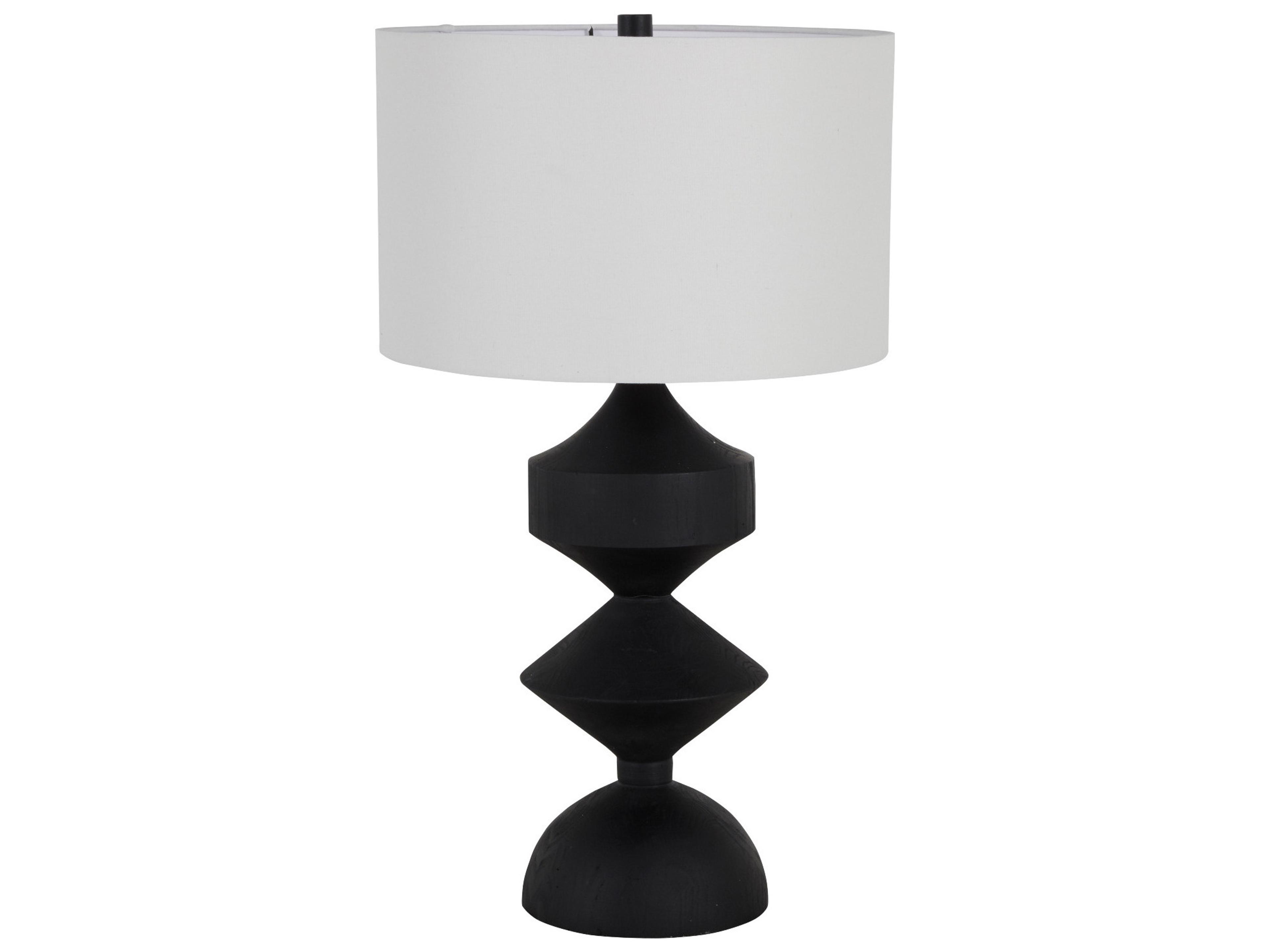 Gabby Maddox Plaster Black Feather White Linen Buffet Lamp