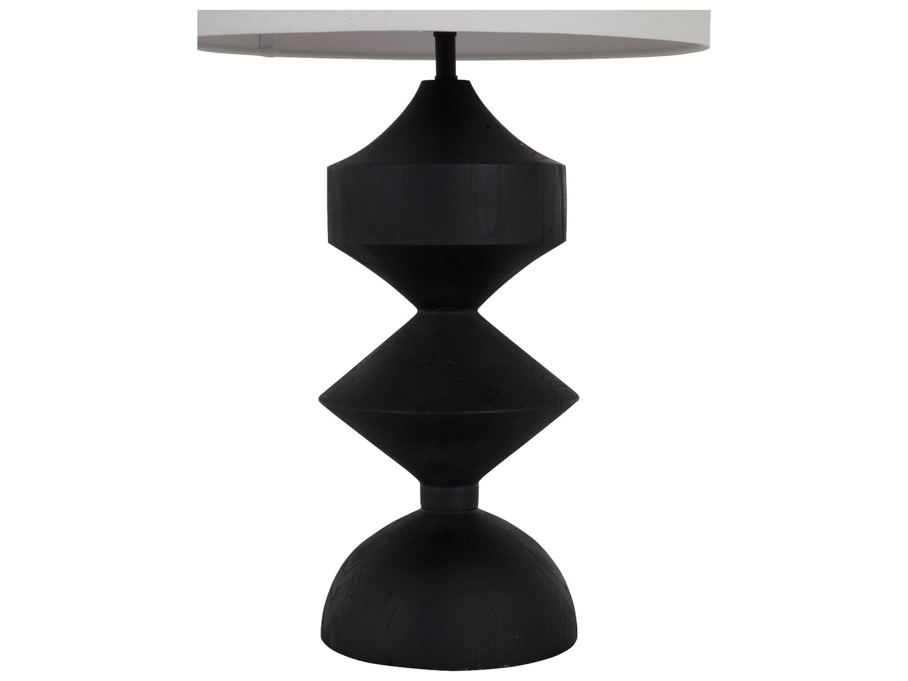 Gabby Maddox Plaster Black Feather White Linen Buffet Lamp